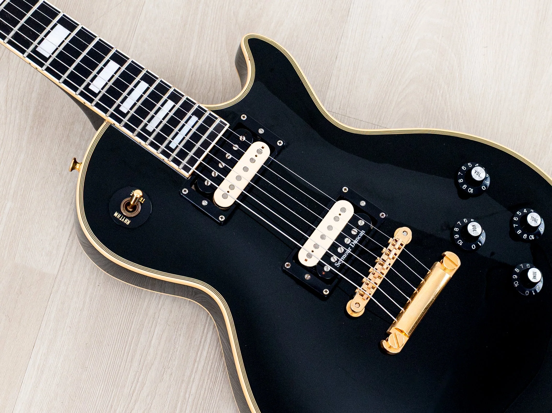 2000s Edwards by ESP E-LP-98LTC Custom Black Beauty, Ebony Nitro Lacquer w/ USA Seymour Duncans, Japan - Image 7