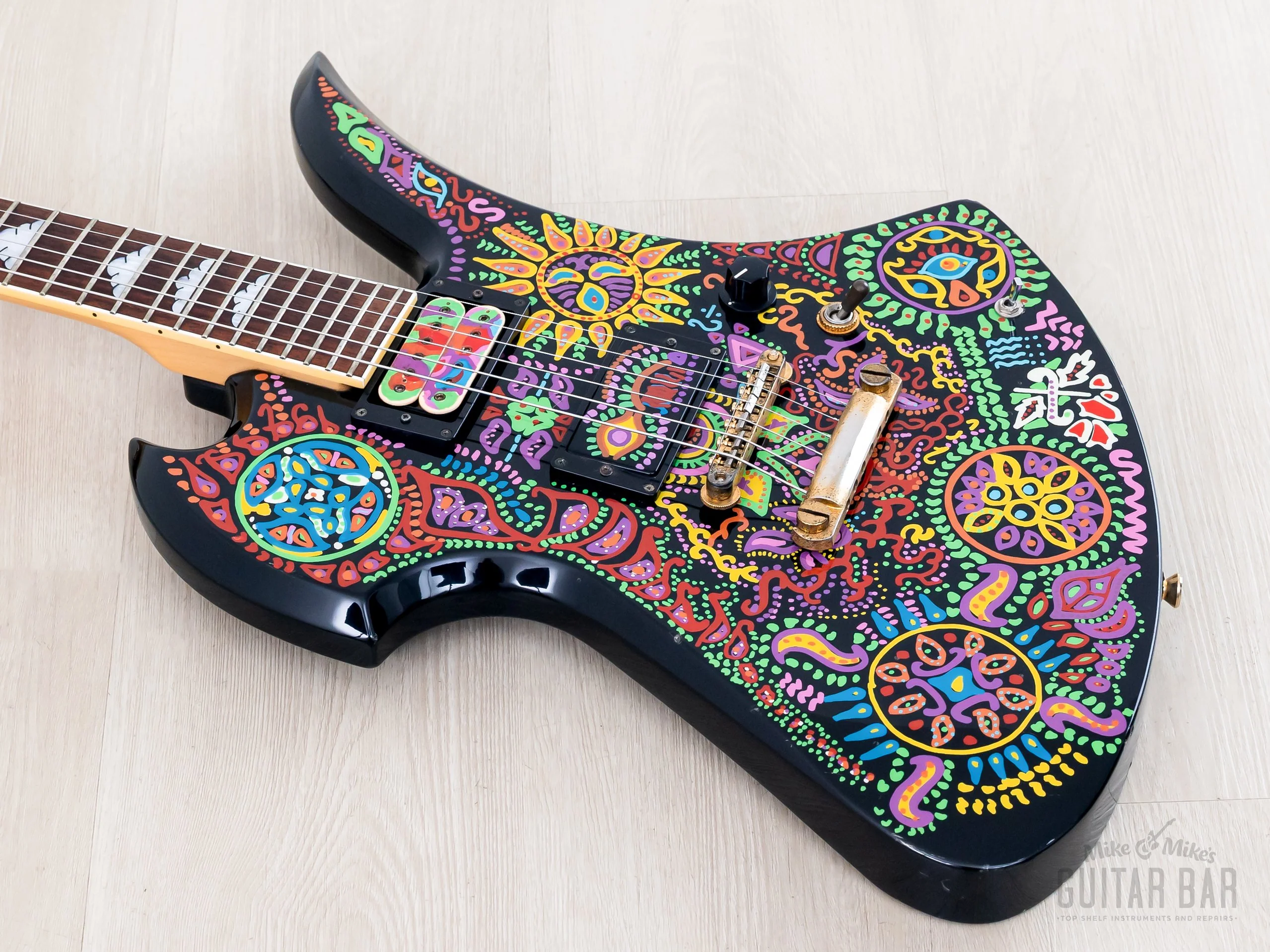 2000s Fernandes Mockingbird Hide Signature MG-120X, Graphic on Black, Japan - Image 9