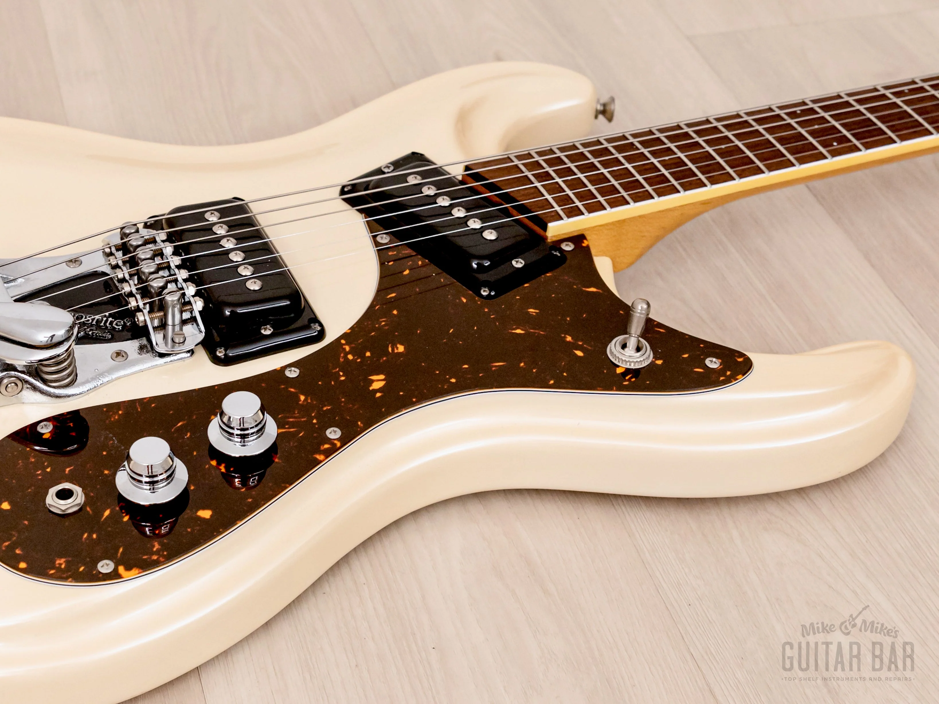 2000s Mosrite Ranger Ventures Model-Style Guitar, Pearl White w/ Vibramute, Fillmore Japan - Image 6