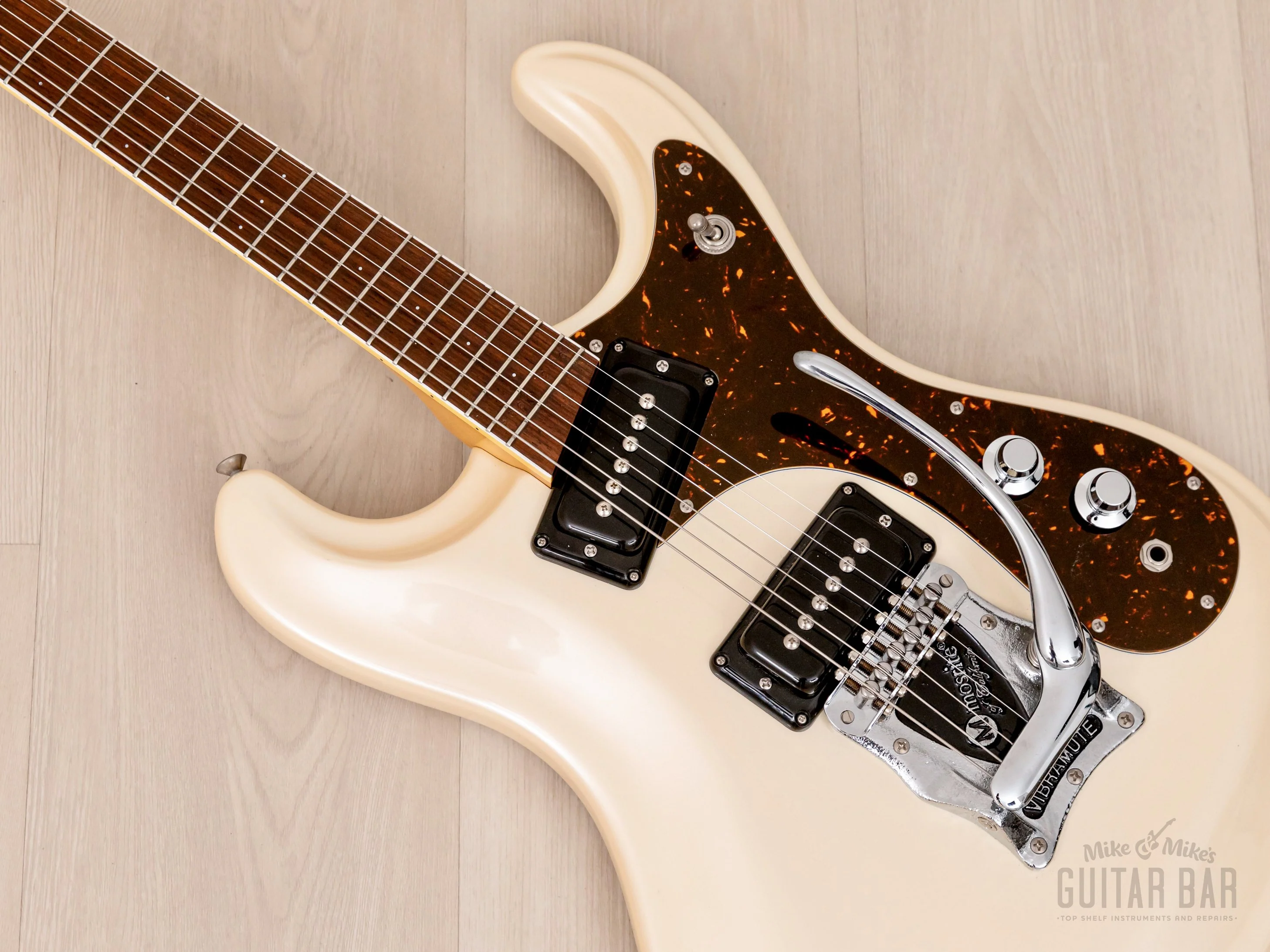 2000s Mosrite Ranger Ventures Model-Style Guitar, Pearl White w/ Vibramute, Fillmore Japan - Image 7