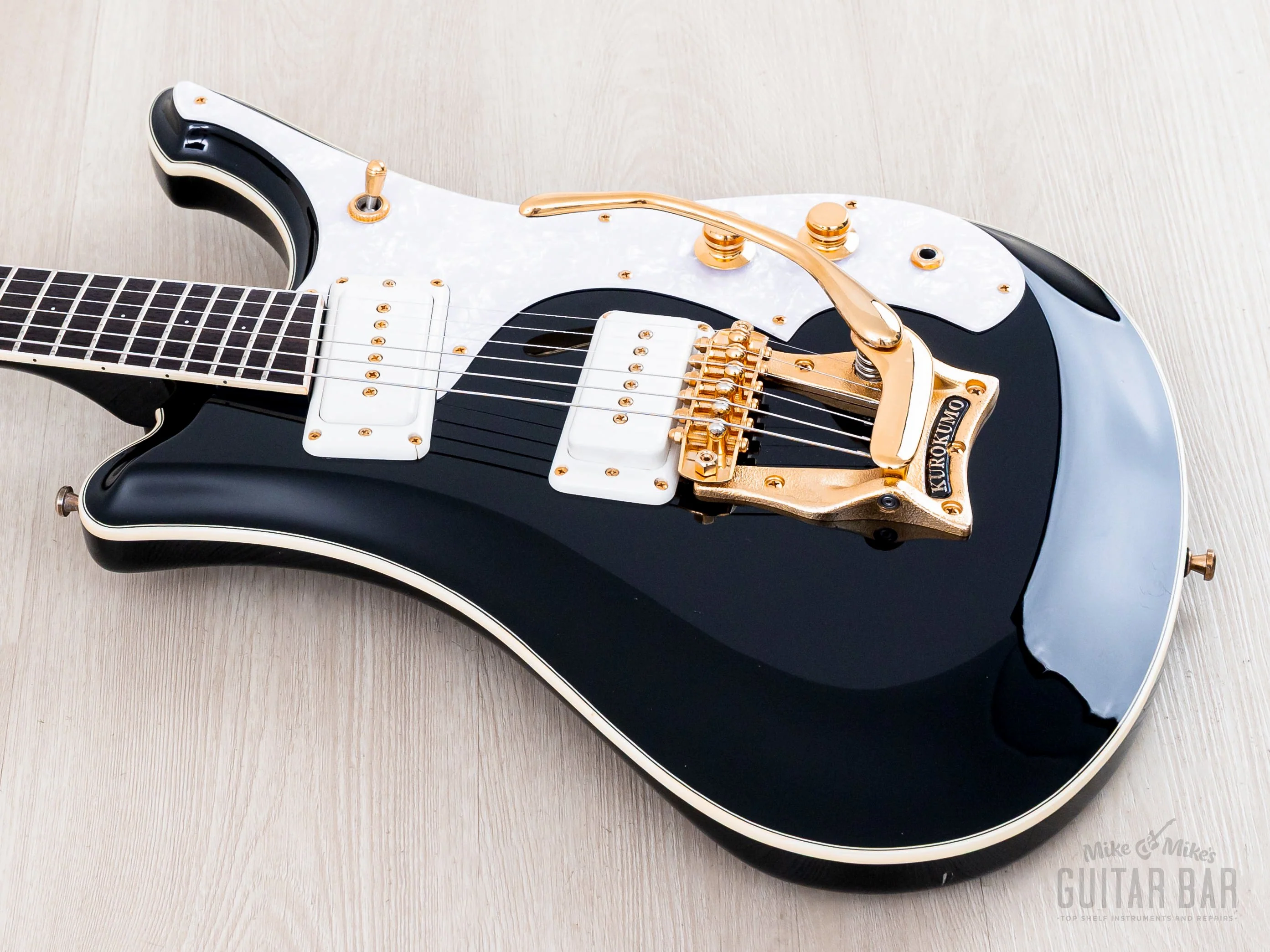 2000s Mosrite Test Driver Sixty Six, Ventures Model + Flying Samurai, Black w/ Case, Kurokumo - Image 10