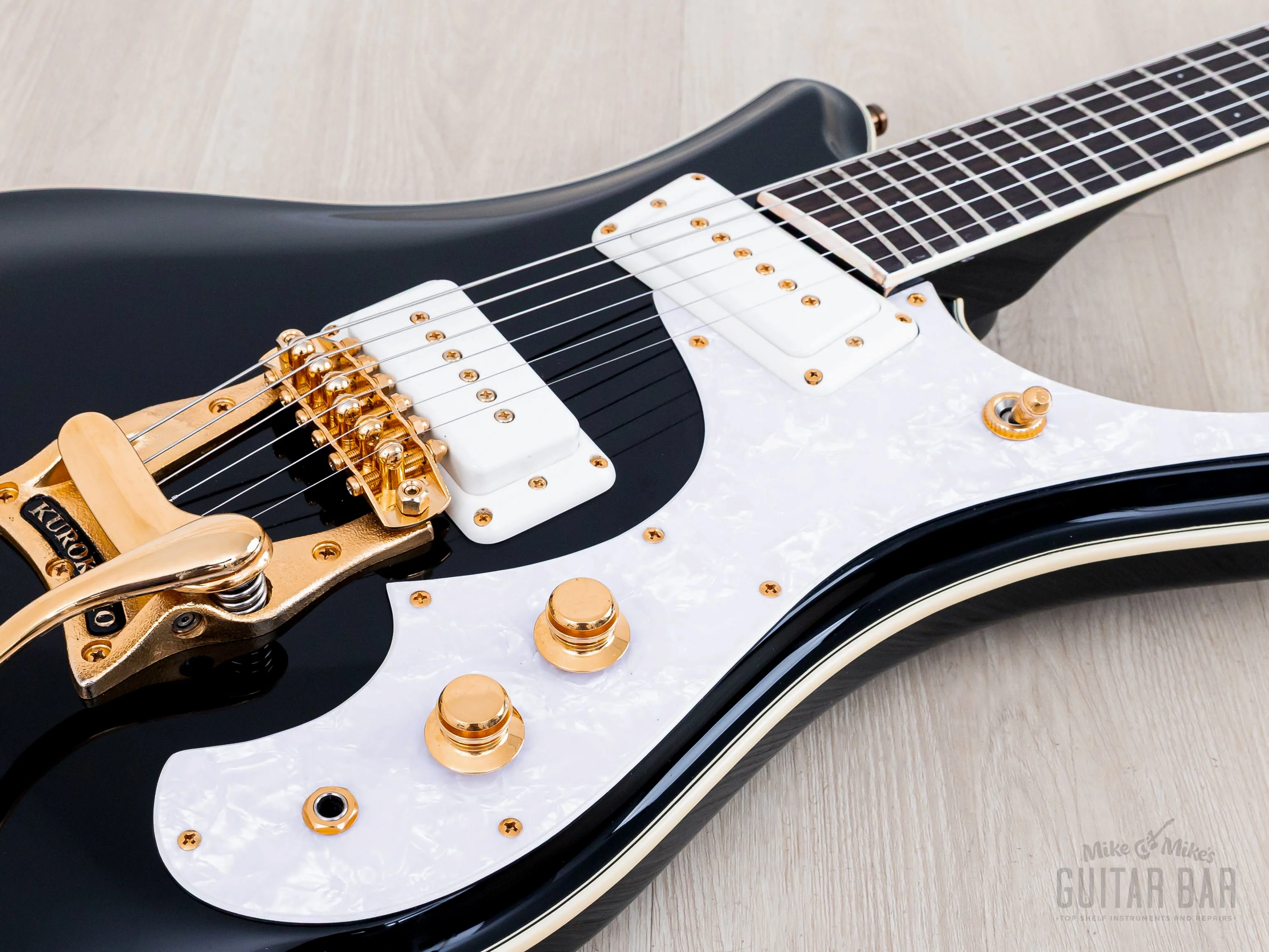 2000s Mosrite Test Driver Sixty Six, Ventures Model + Flying Samurai, Black w/ Case, Kurokumo - Image 6