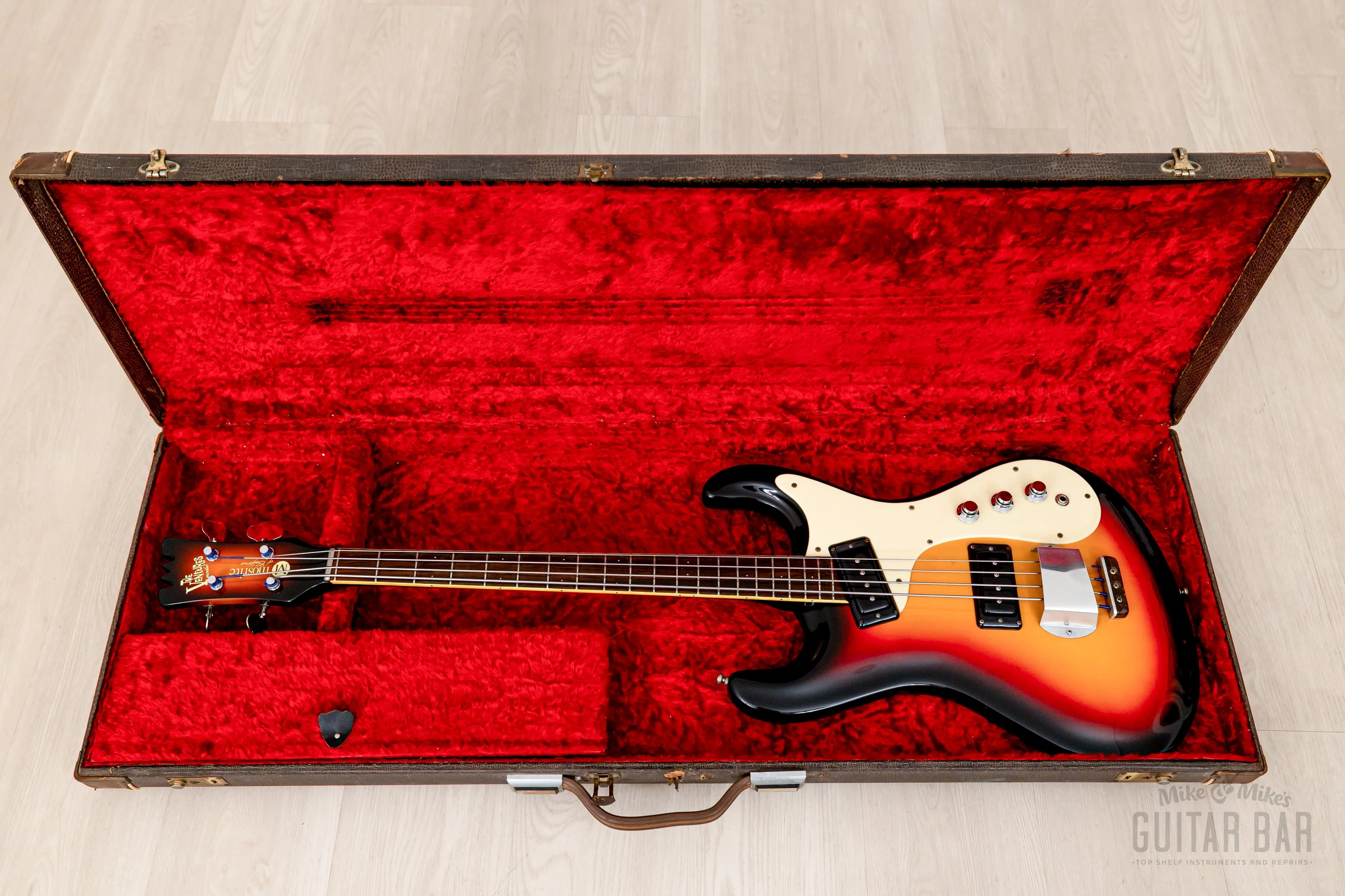 2000s Mosrite USA Mark I 1964 Custom Ventures Model Bass Sunburst w/ Vintage Case, Fillmore Japan - Image 23