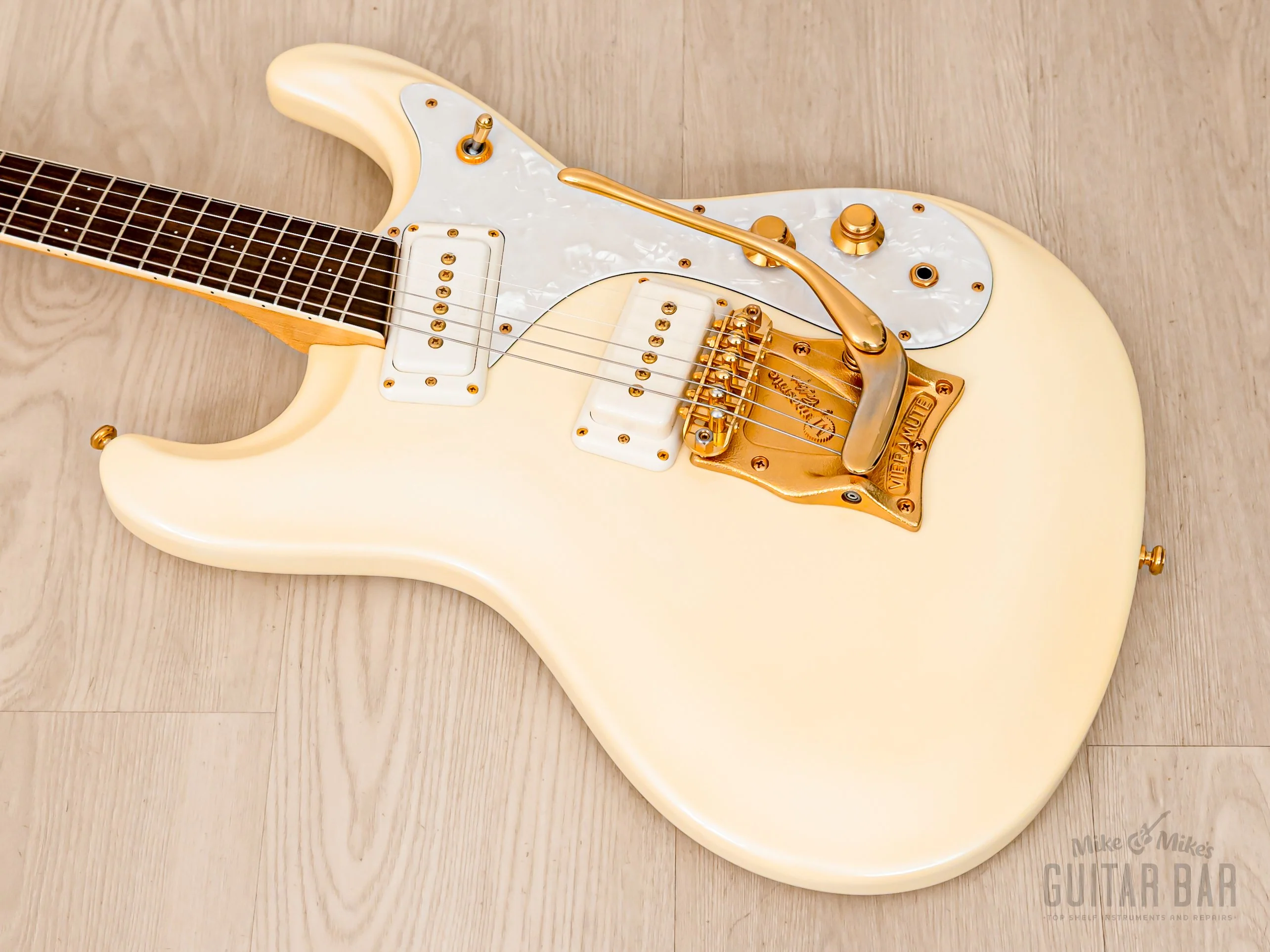 2000s Mosrite Ventures Model Super Custom '65 Pearl White w/ Gold Hardware, Vibramute & Case, Japan Kurokumo - Image 10