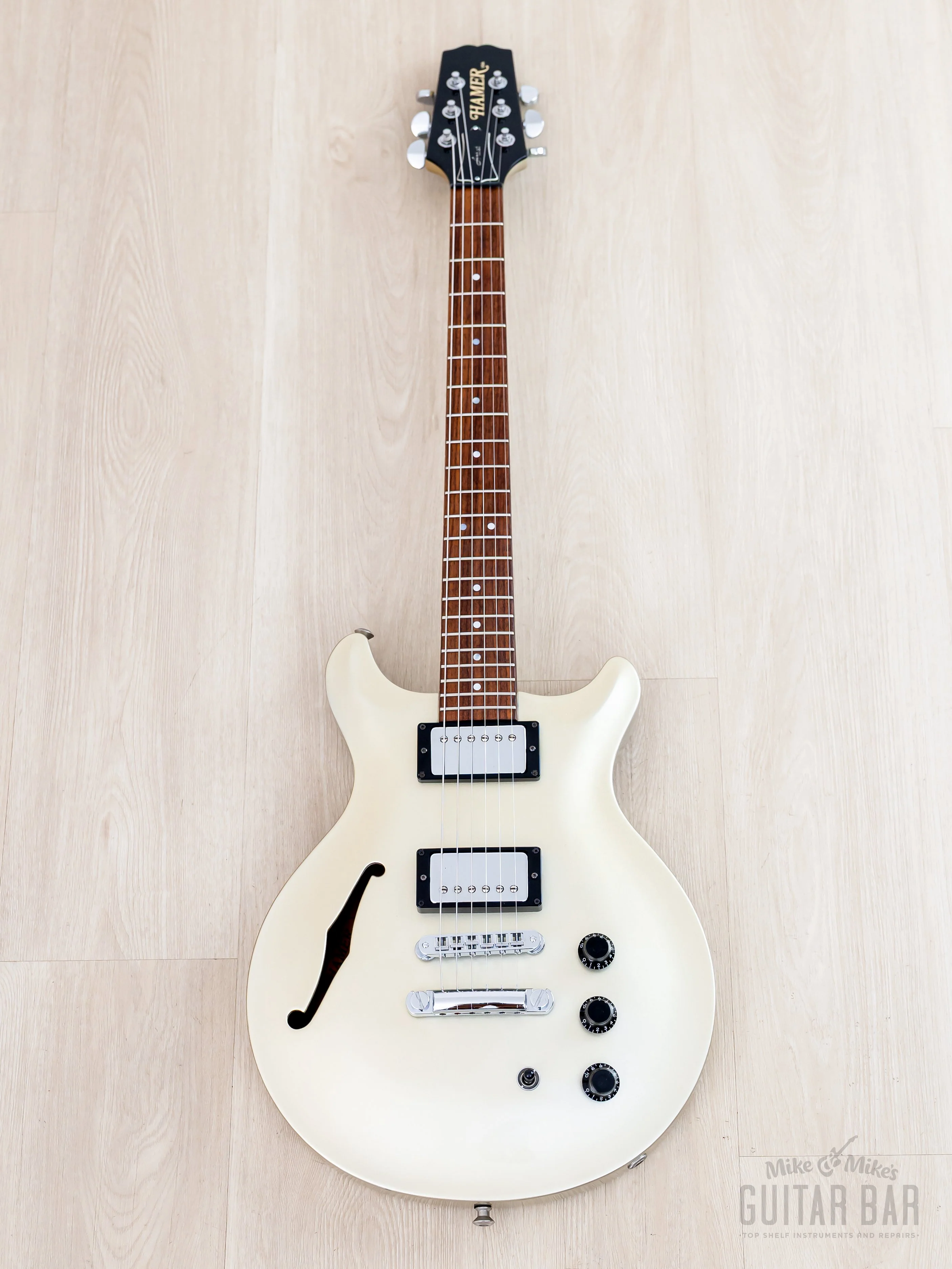 2001 Hamer USA Artist Semi-Hollow Guitar Silver Sparkle w/ Seymour Duncan '59 SH-1, Case - Image 2