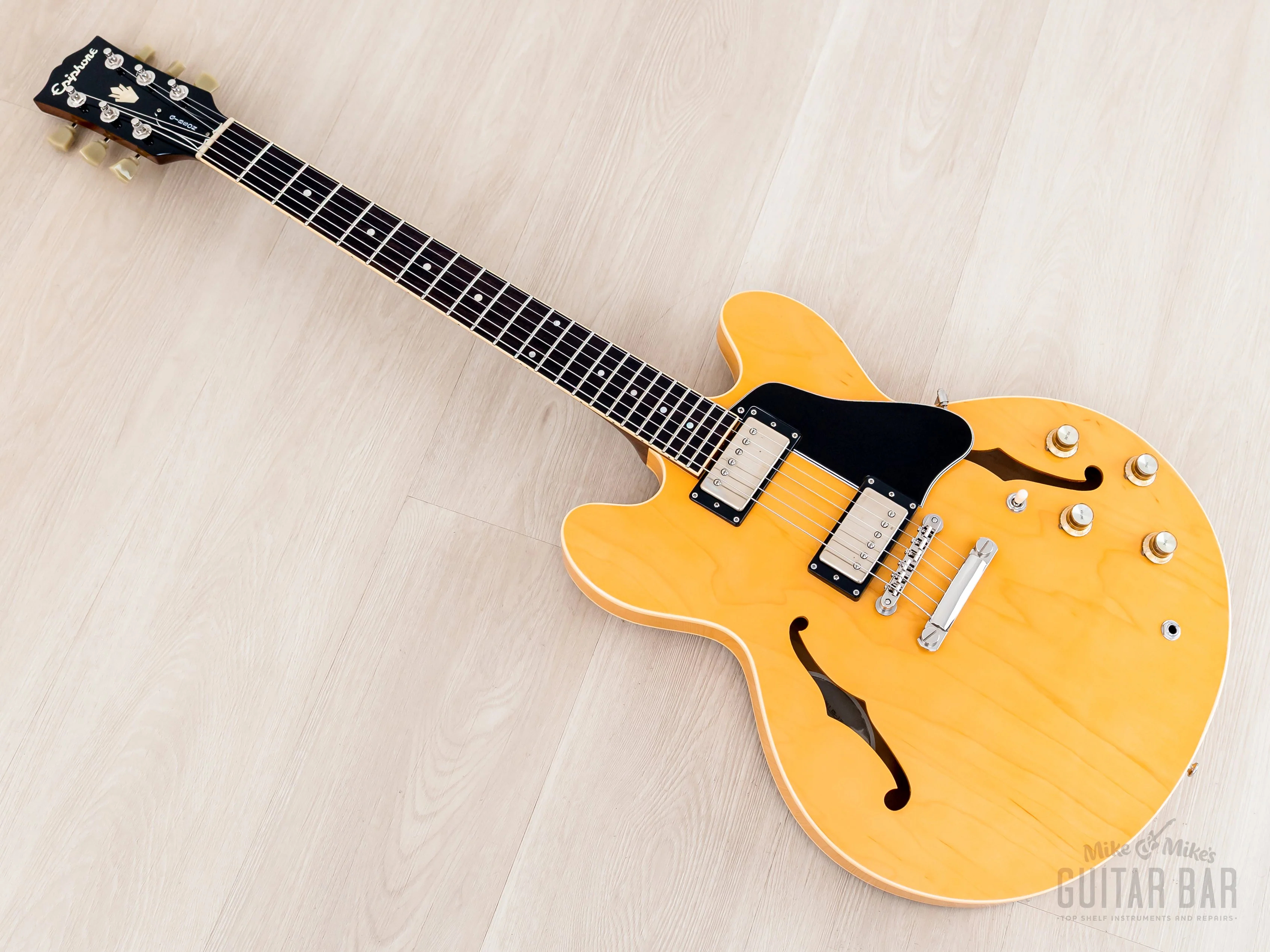 2002 Epiphone Elite 1963 ES-335 Dot Natural w/ Open Book Headstock, Case & Tag, Japan Terada - Image 12