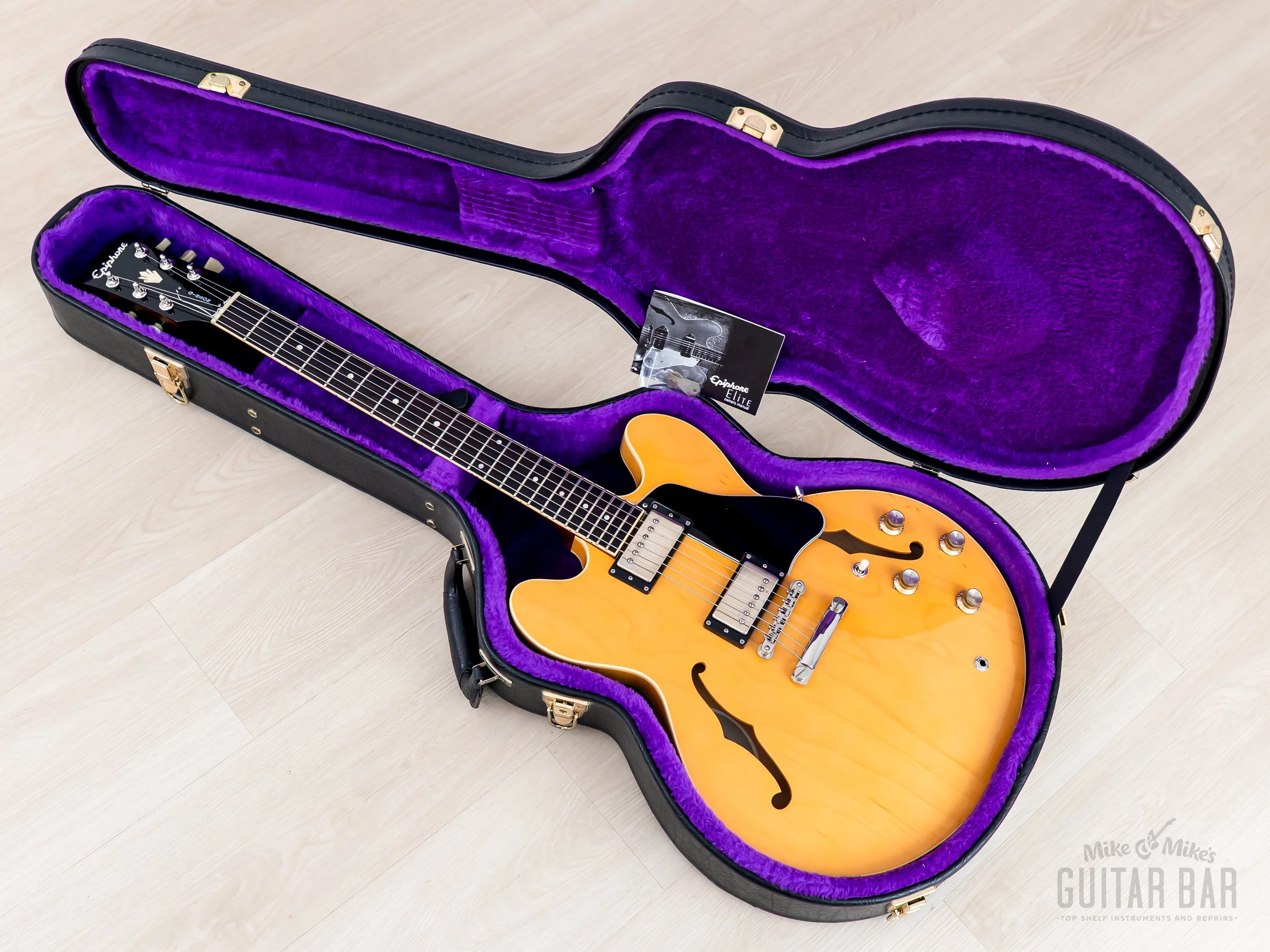 2002 Epiphone Elite 1963 ES-335 Dot Natural w/ Open Book Headstock, Case & Tag, Japan Terada - Image 17
