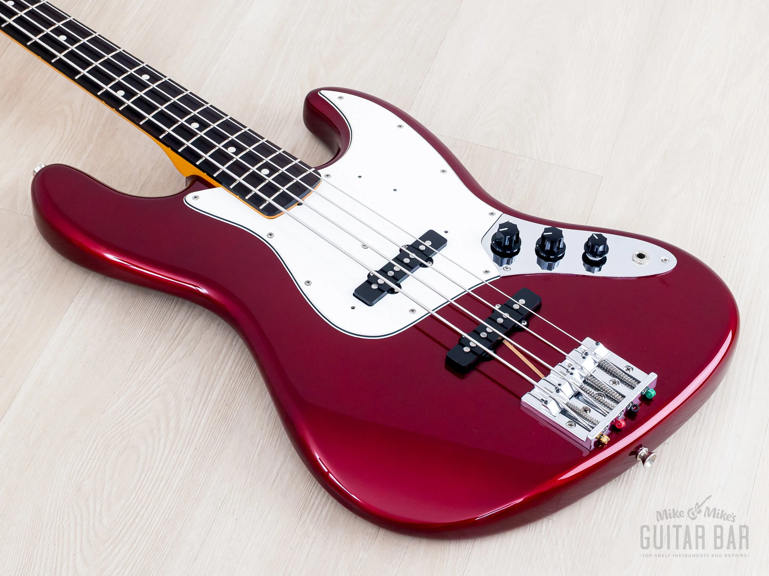 2002 Fender Jazz Bass ‘62 Vintage Reissue JB62-58/MH Candy Apple Red + Headstock w/ Badass, Japan CIJ - Image 10