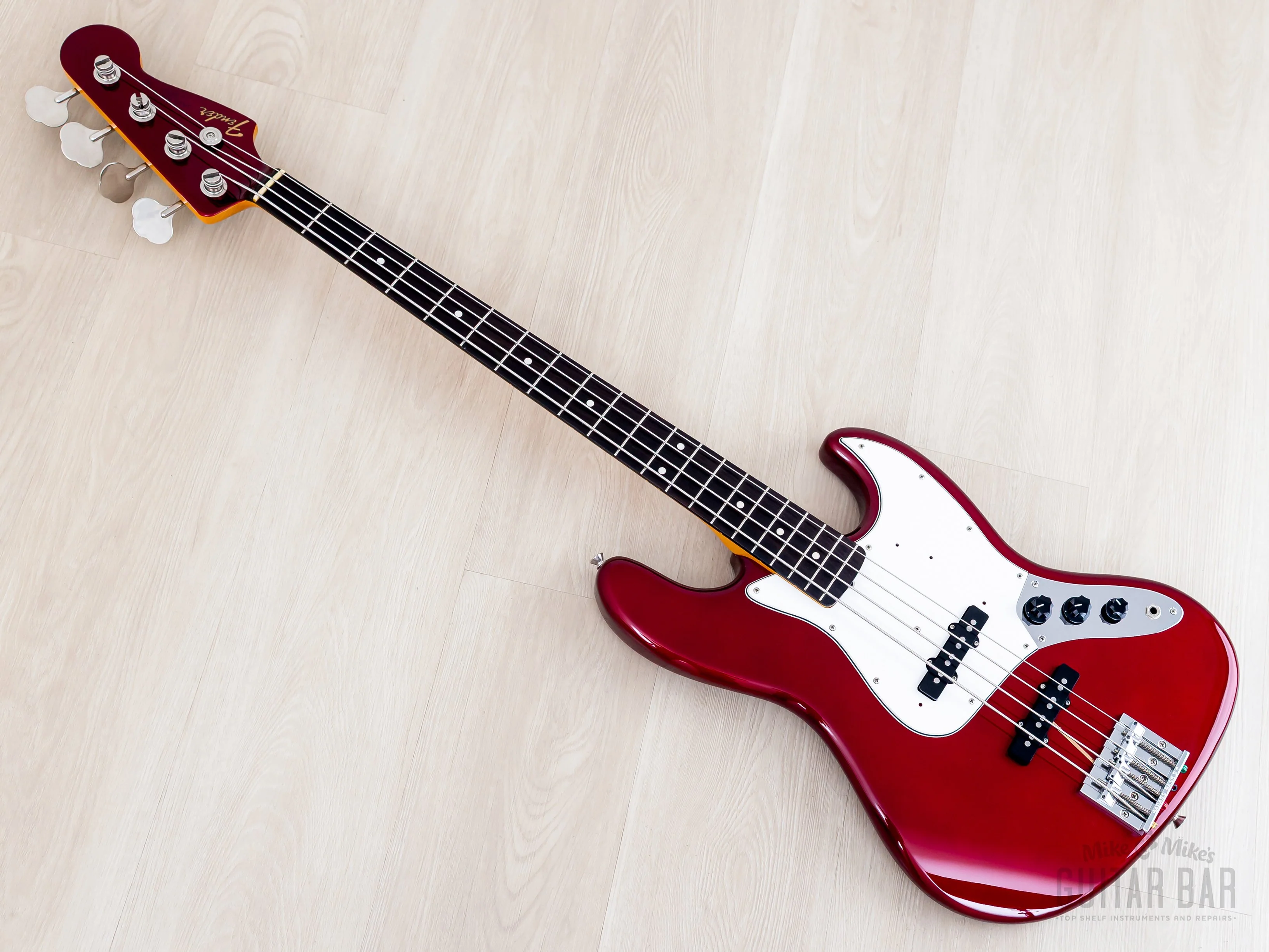 2002 Fender Jazz Bass ‘62 Vintage Reissue JB62-58/MH Candy Apple Red + Headstock w/ Badass, Japan CIJ - Image 12