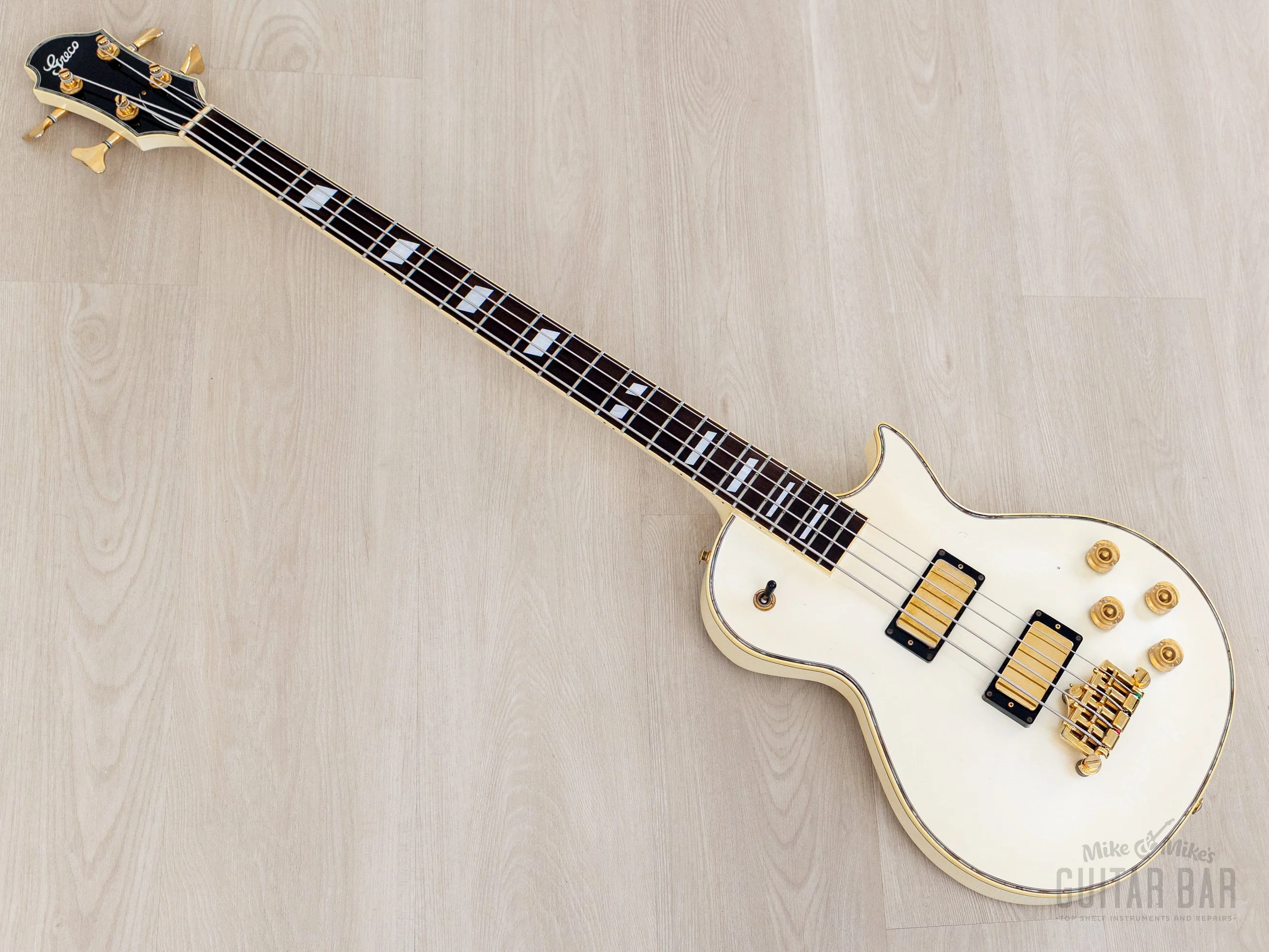 2002 Greco LGB-90 Full Scale LP Custom Bass Pearl White, Japan Fujigen - Image 12