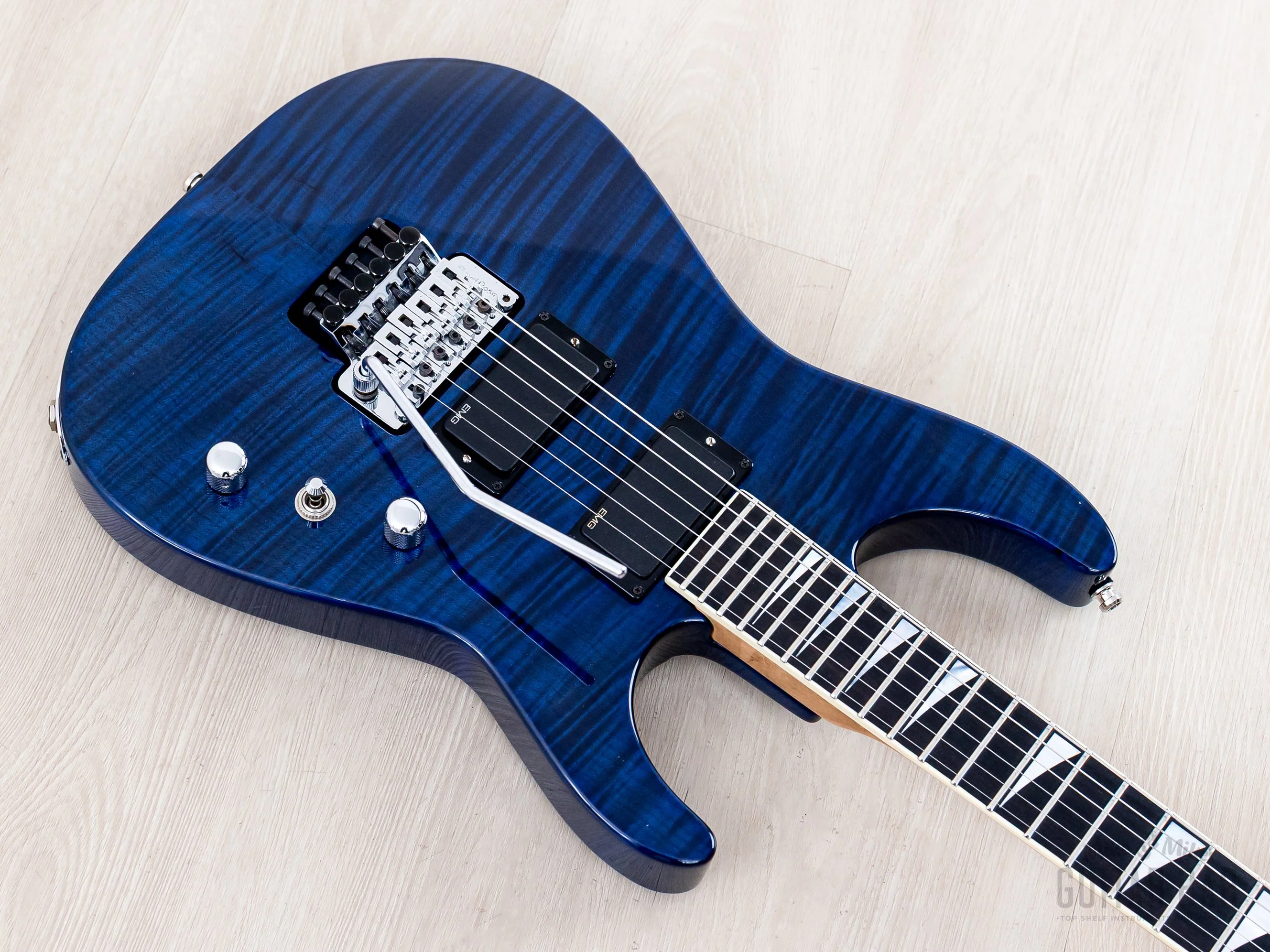 2003 Jackson USA Select Dinky DK1 Trans Blue Flame Top w/ EMG, Floyd Rose & Case - Image 9