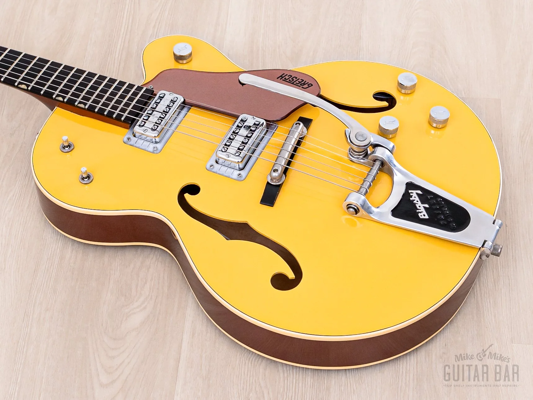 2004 Gretsch G6118T-120 Anniversary Bamboo Yellow w/ TV Jones Classic FilterTron, Bigsby & Case - Image 10