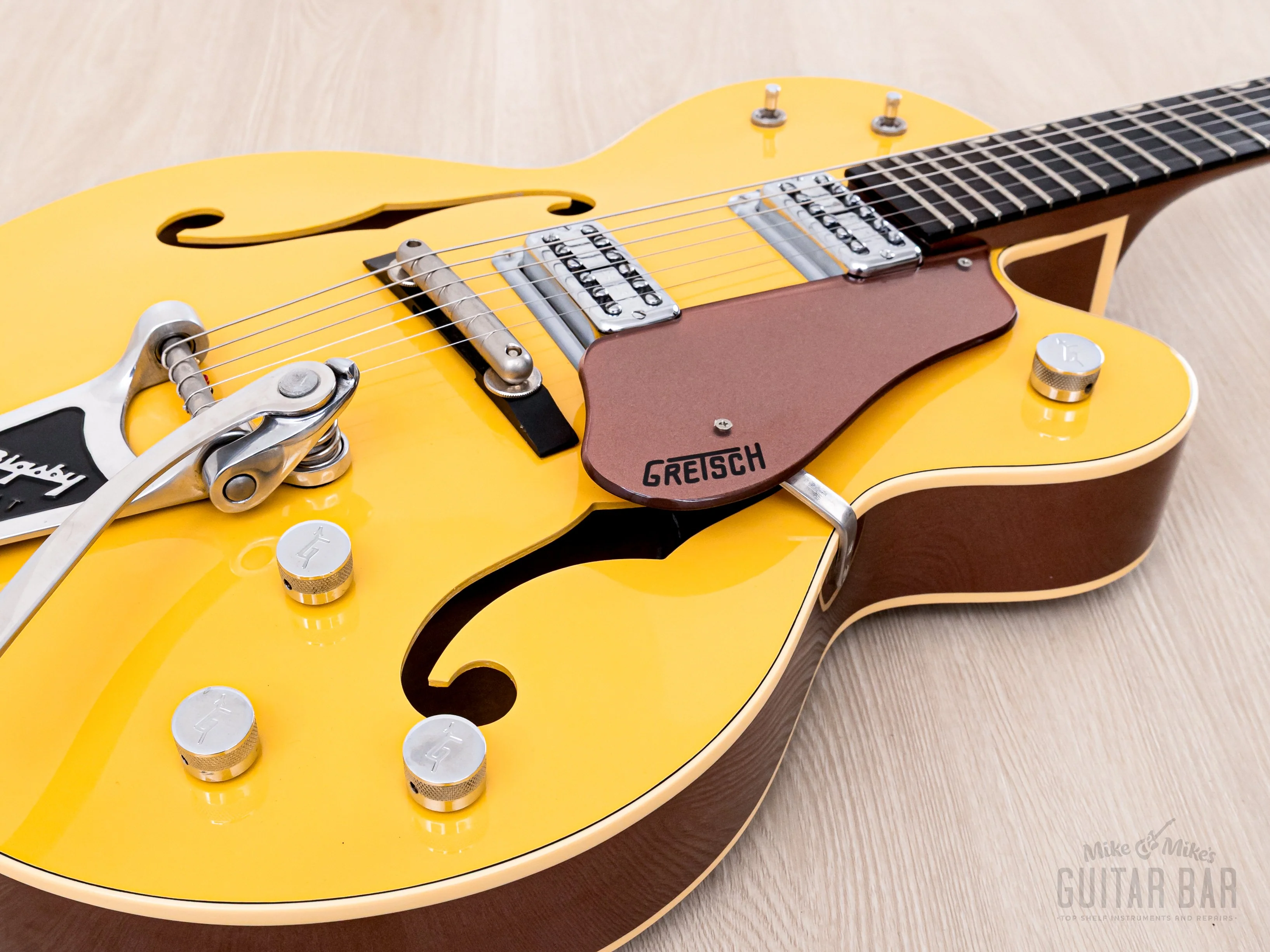 2004 Gretsch G6118T-120 Anniversary Bamboo Yellow w/ TV Jones Classic FilterTron, Bigsby & Case - Image 7