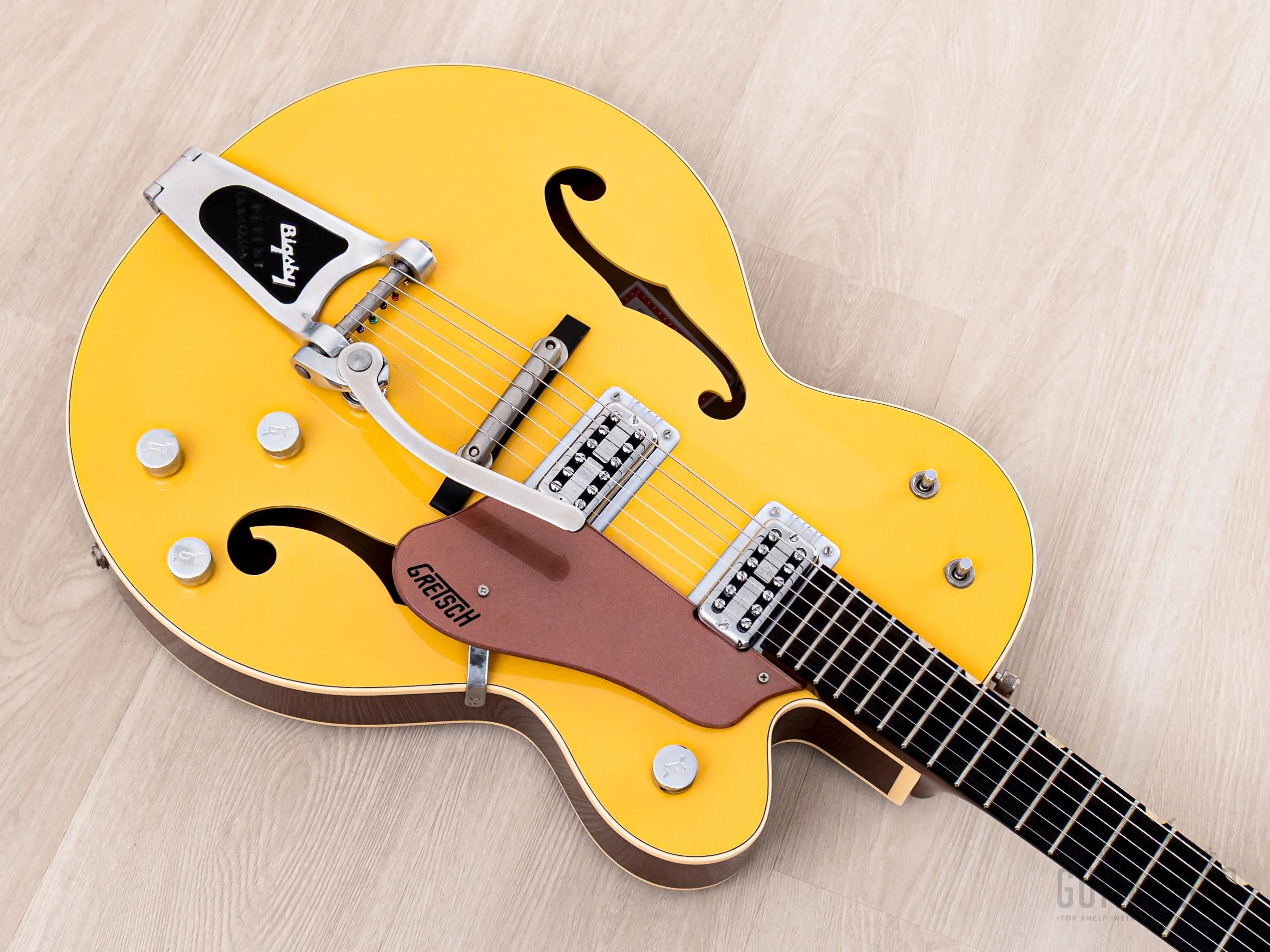 2004 Gretsch G6118T-120 Anniversary Bamboo Yellow w/ TV Jones Classic FilterTron, Bigsby & Case - Image 9