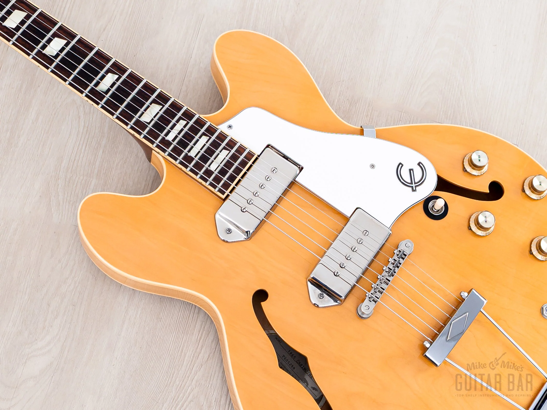 2006 Epiphone Elitist 1965 Casino Natural Revolution, Near-Mint w/ Case & Gibson P-90s, Japan - Image 8