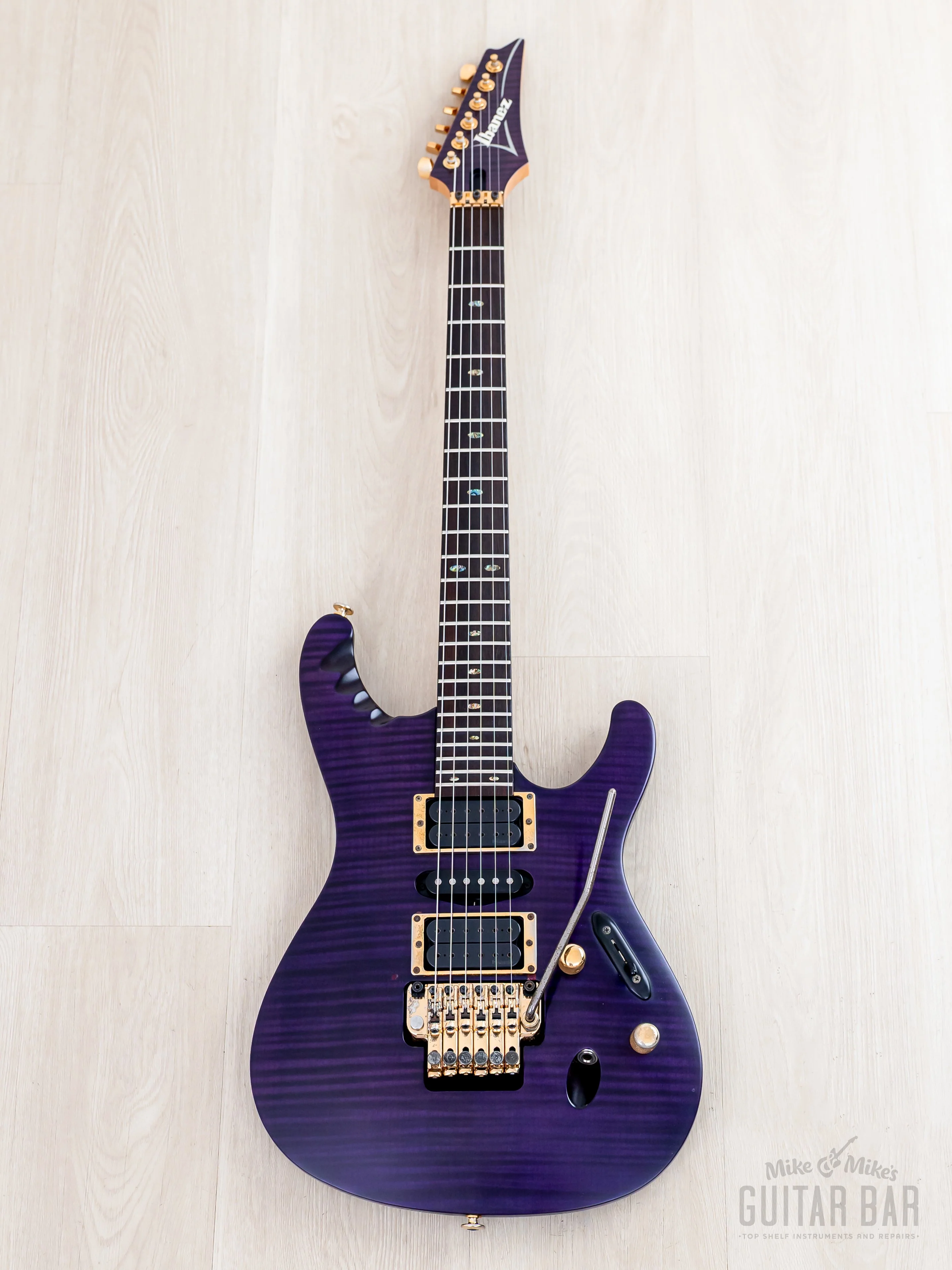 2008 Ibanez EGEN18-TVF Herman Li Signature Transparent Violet Flat HSH w/ DiMarzio - Image 2