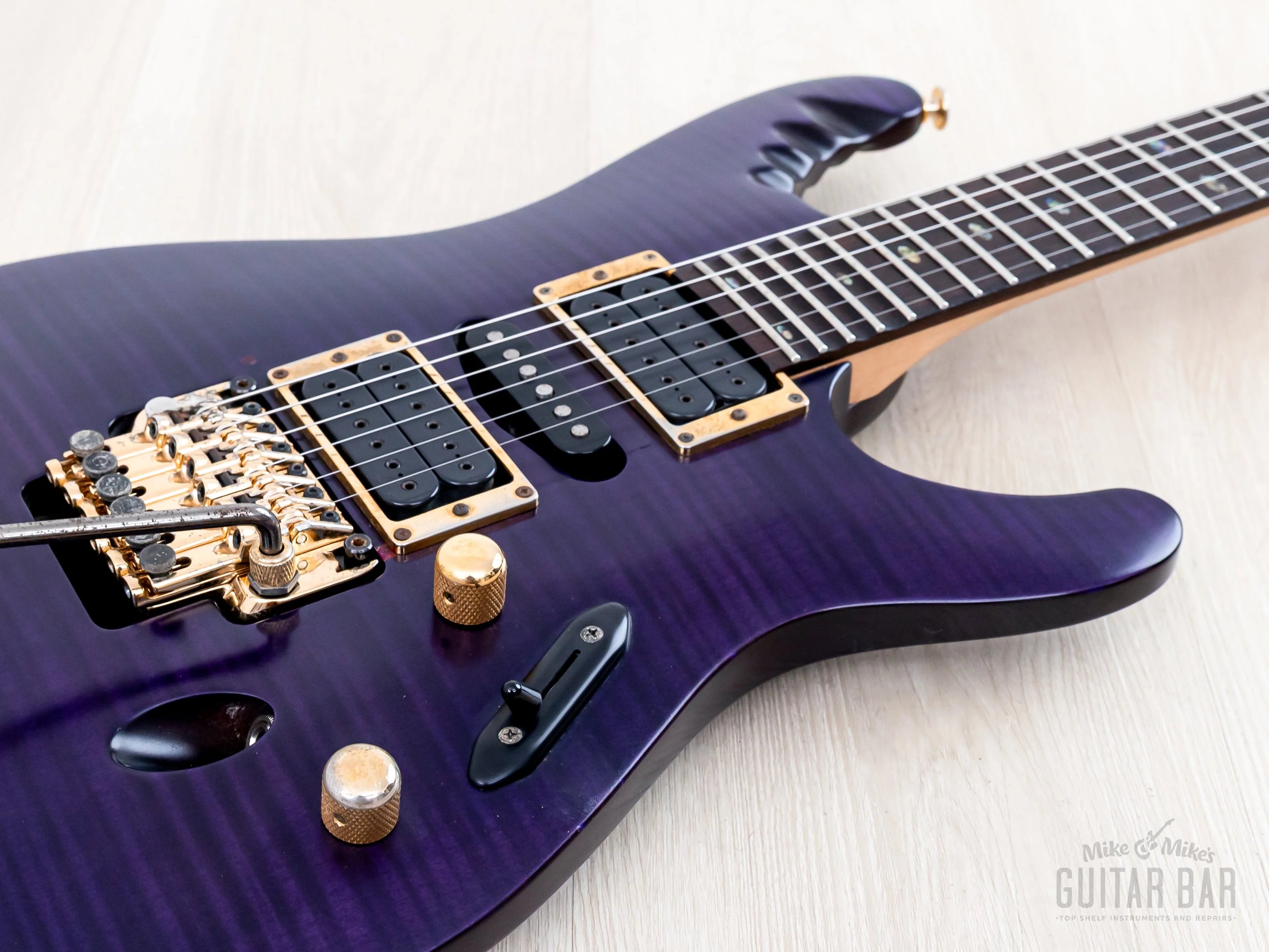 2008 Ibanez EGEN18-TVF Herman Li Signature Transparent Violet Flat HSH w/ DiMarzio - Image 6