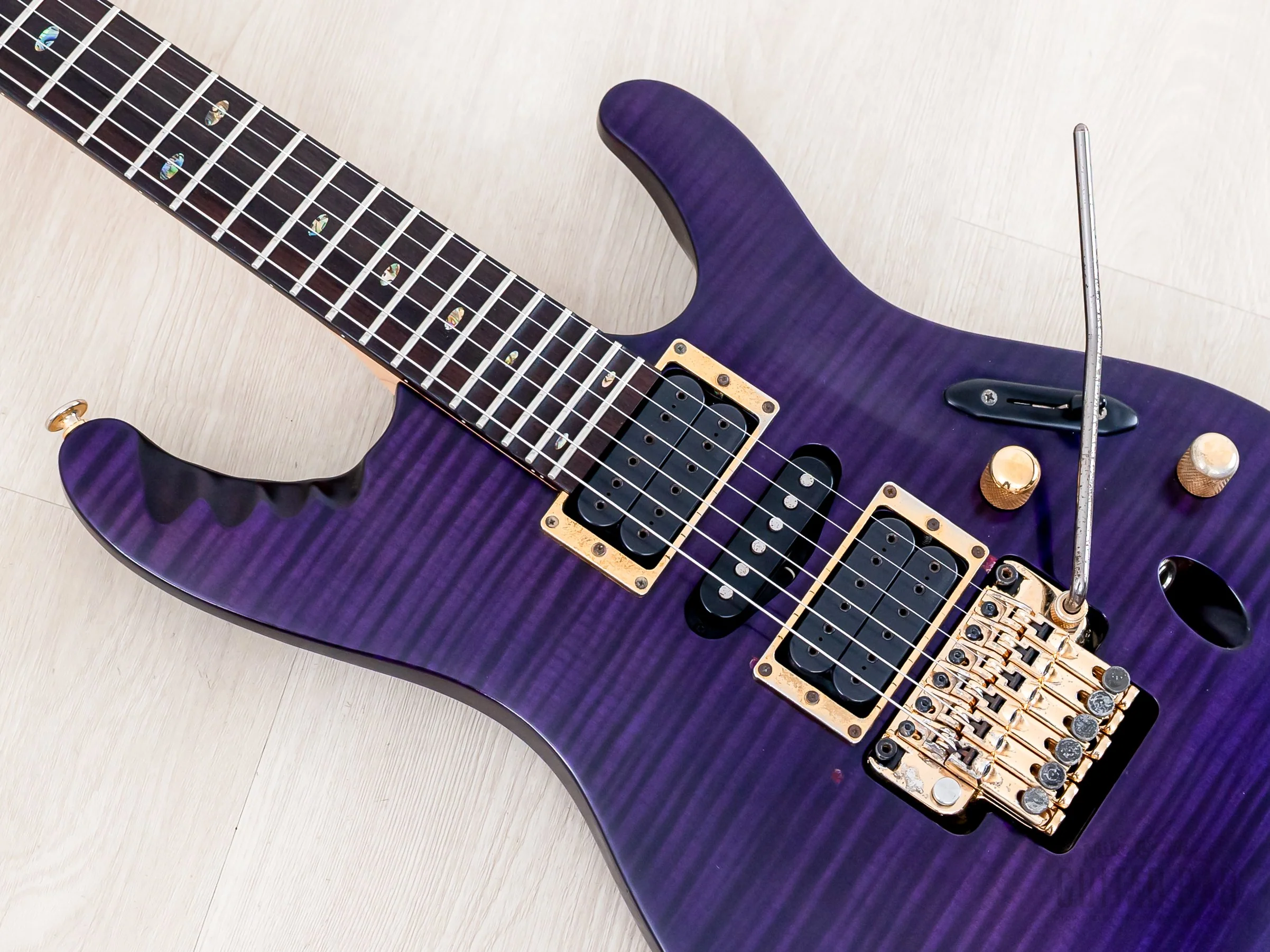 2008 Ibanez EGEN18-TVF Herman Li Signature Transparent Violet Flat HSH w/ DiMarzio - Image 7