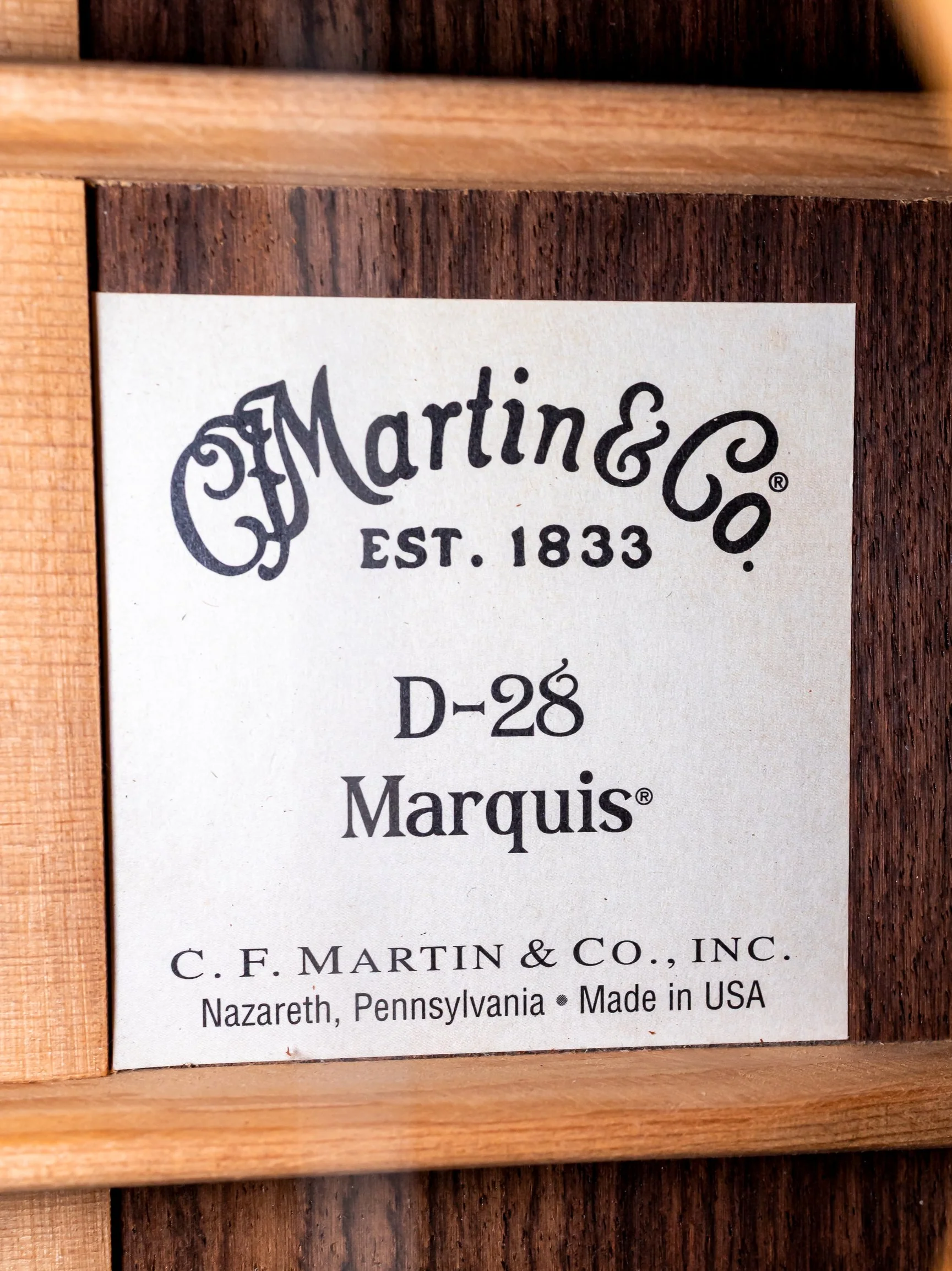 2010 Martin D-28 Marquis Herringbone Dreadnought Pre-War-Spec Adirondack Top, Near-Mint w/ Case & Tags - Image 7