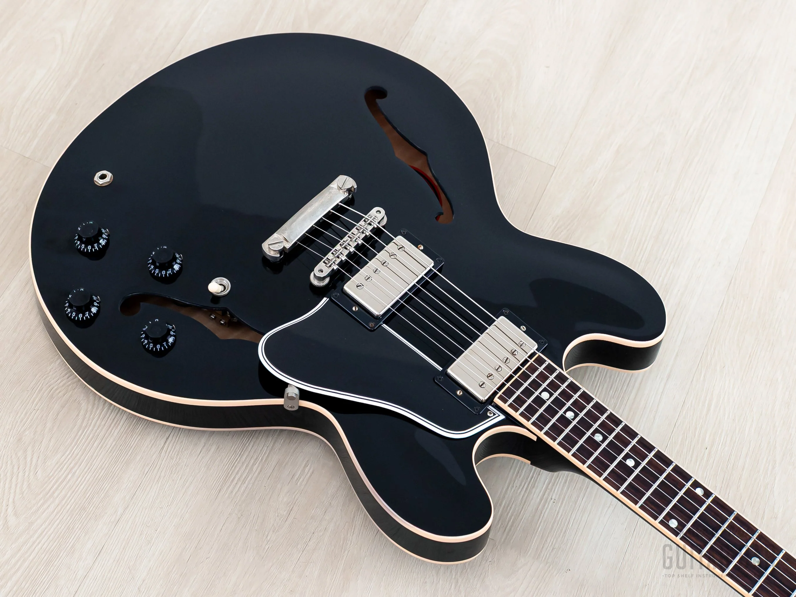 2011 Gibson Memphis Custom Shop ES-335 Dot Ebony w/ 57 Classic PAFs, COA & Case - Image 9