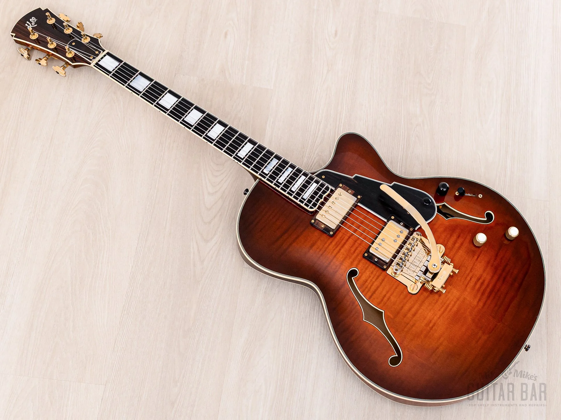 2012 Koll New Rose Custom One-Off Semi-Hollow Electric Guitar Sunburst w/ Case - Image 12
