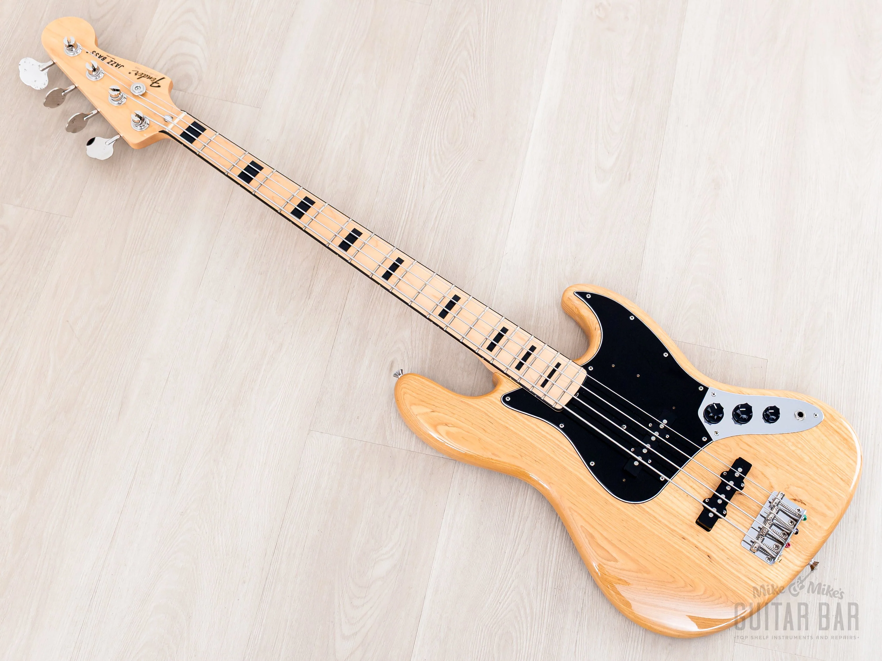 2013 Fender Jazz Bass '75 Vintage Reissue JB75 Natural Non-Catalog w/ Black Blocks + Binding, Japan MIJ - Image 12