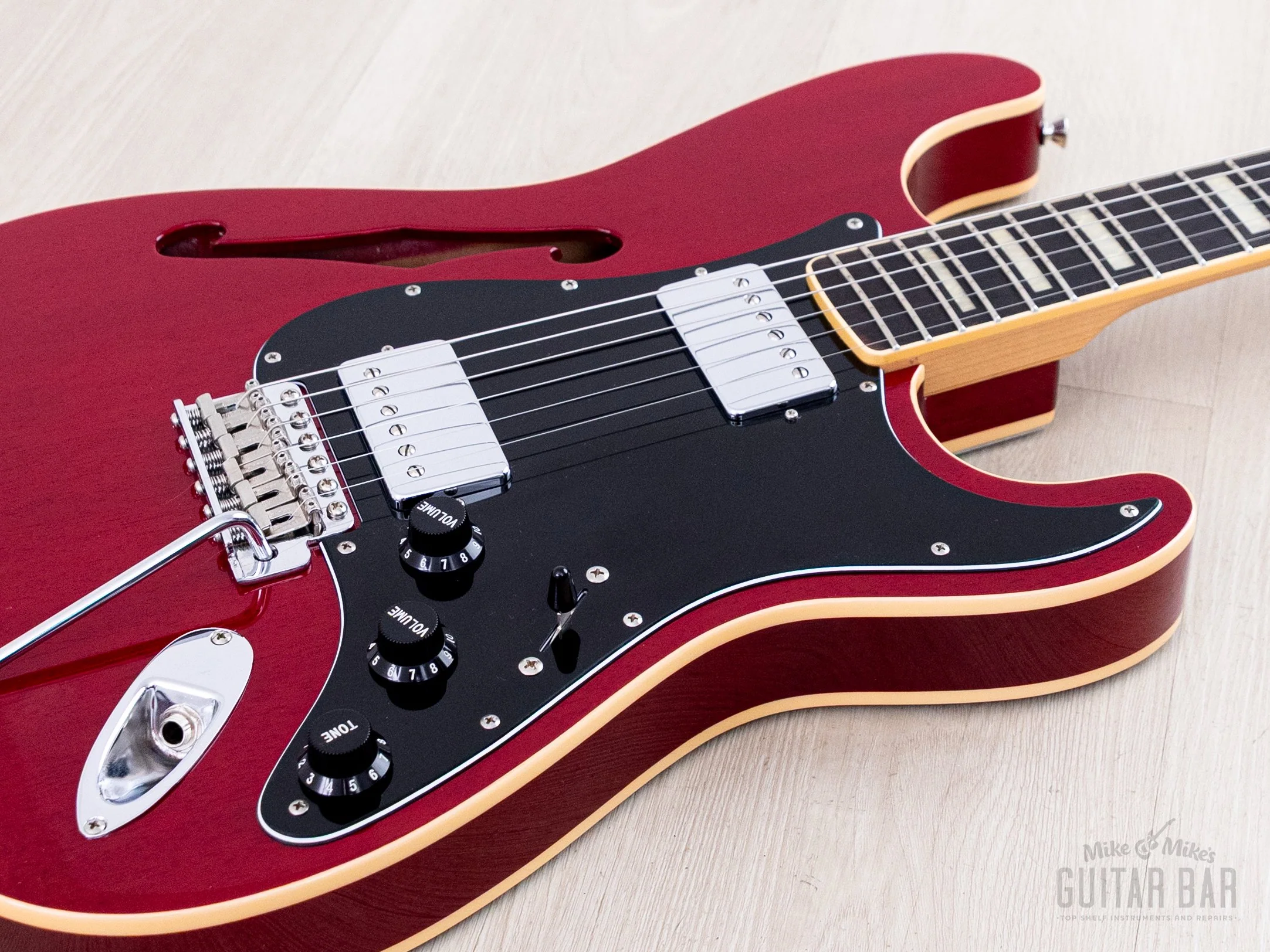 2013 Fender Stratocaster ST/HO/2H Mahogany Semi-Hollow Cherry HH Humbucker-Equipped w/ Case, Japan MIJ - Image 6