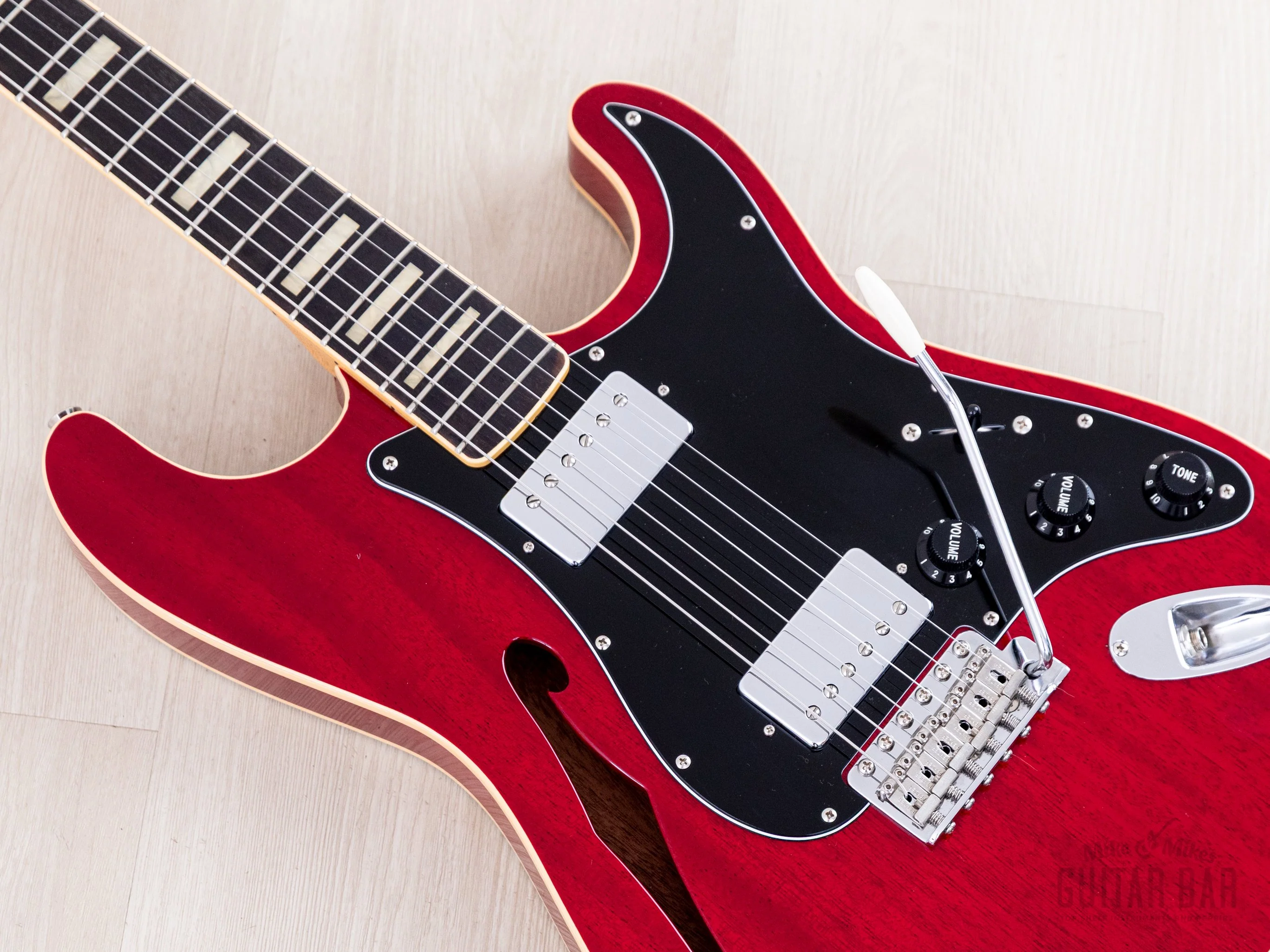 2013 Fender Stratocaster ST/HO/2H Mahogany Semi-Hollow Cherry HH Humbucker-Equipped w/ Case, Japan MIJ - Image 7