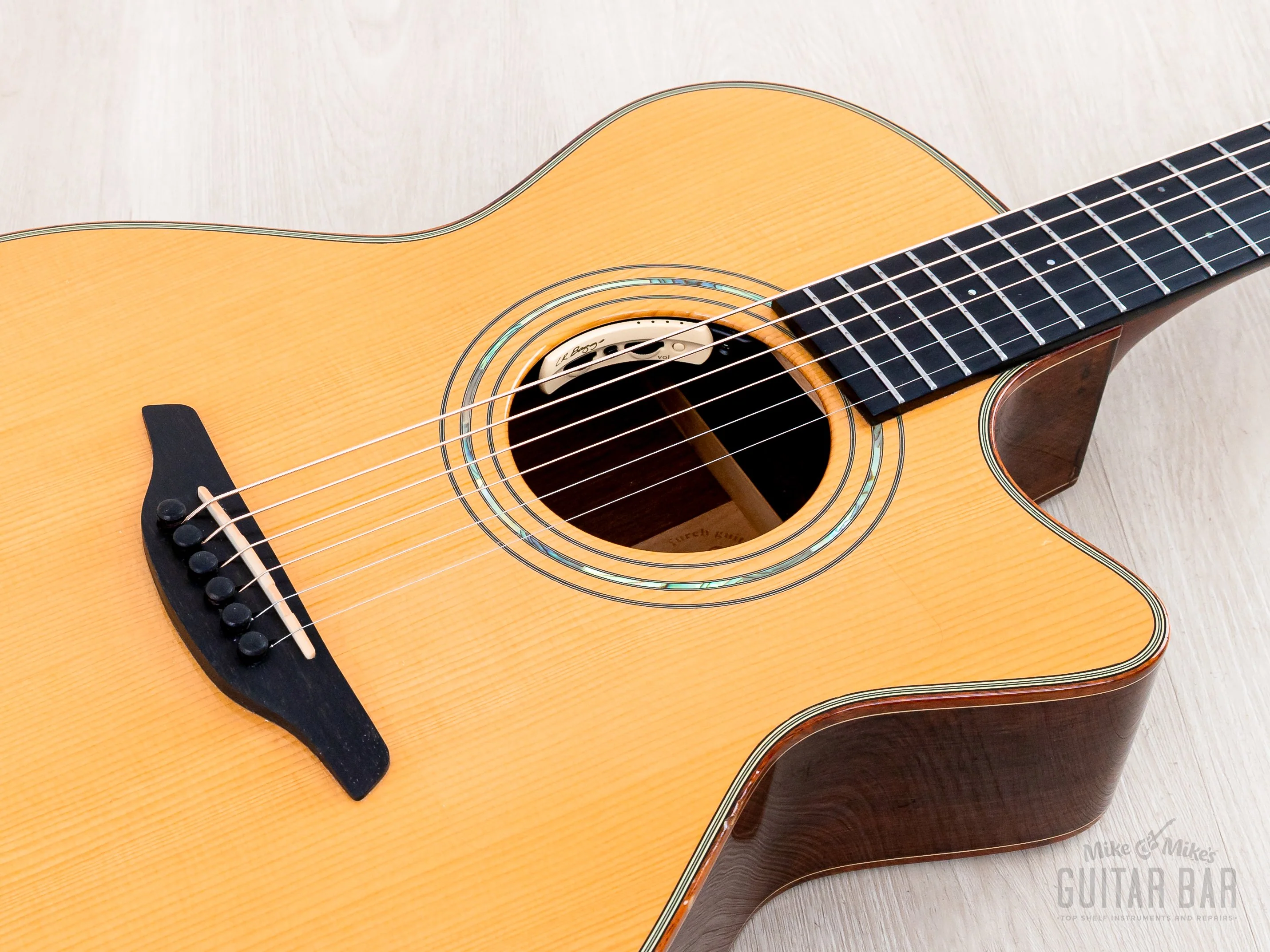 2013 Furch OM23-AGCT Cutaway OM Acoustic Electric Guitar, Adirondack Spruce + Madagascar Rosewood w/ Case, Tags - Image 8