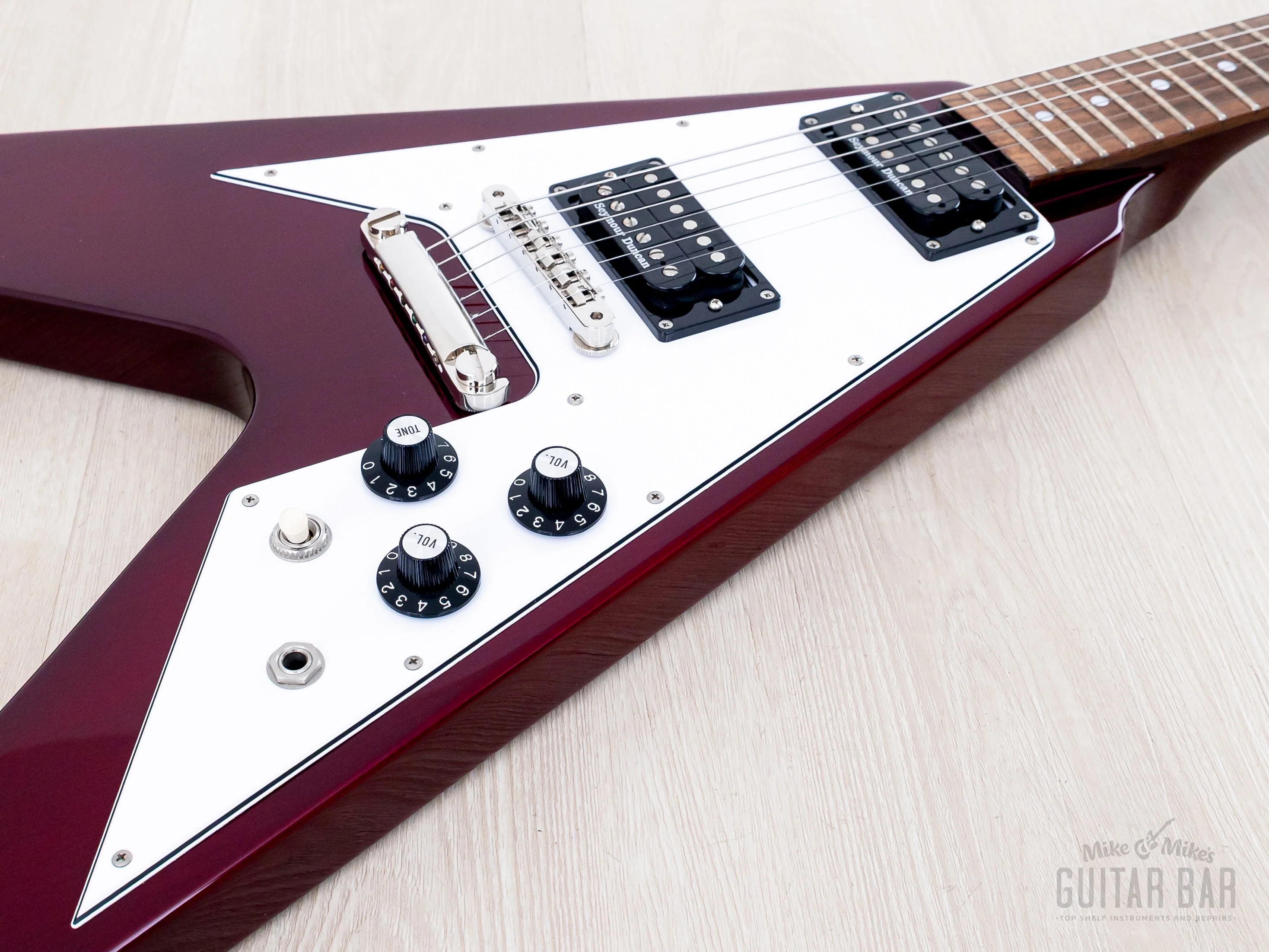 2014 Edwards by ESP E-FV-120D Flying V Cherry Red w/ Seymour Duncan, Hangtags - Image 6