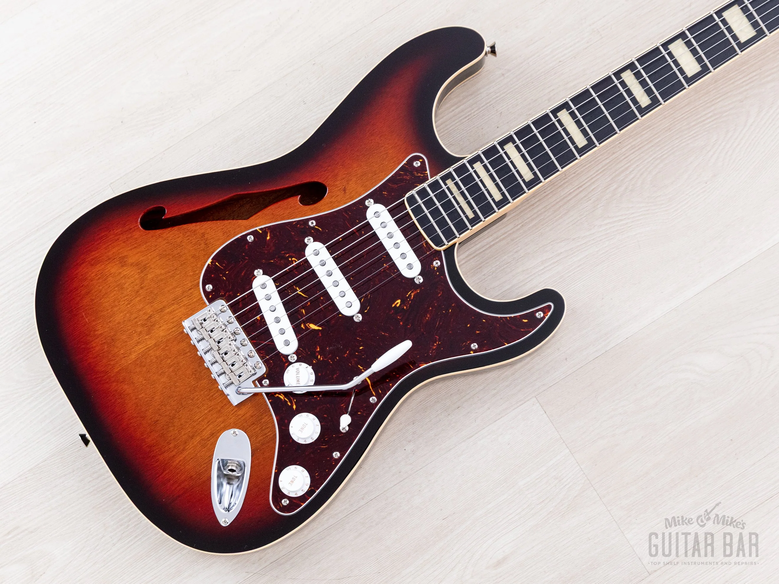 2014 Fender Stratocaster ST/HO/3S Mahogany Semi-Hollow Sunburst w/ DiMarzio Area 61, Japan MIJ