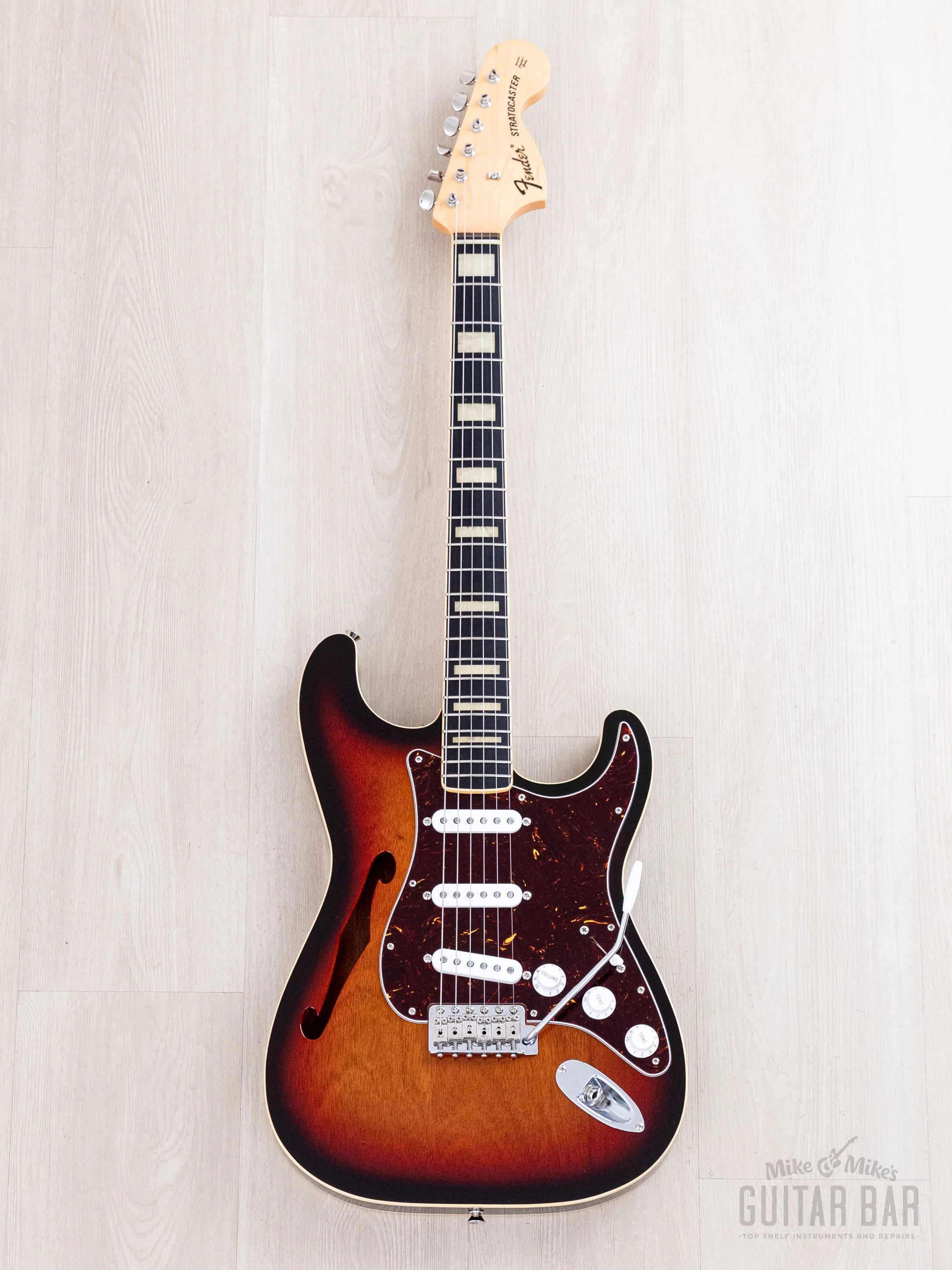 2014 Fender Stratocaster ST/HO/3S Mahogany Semi-Hollow Sunburst w/ DiMarzio Area 61, Japan MIJ - Image 2