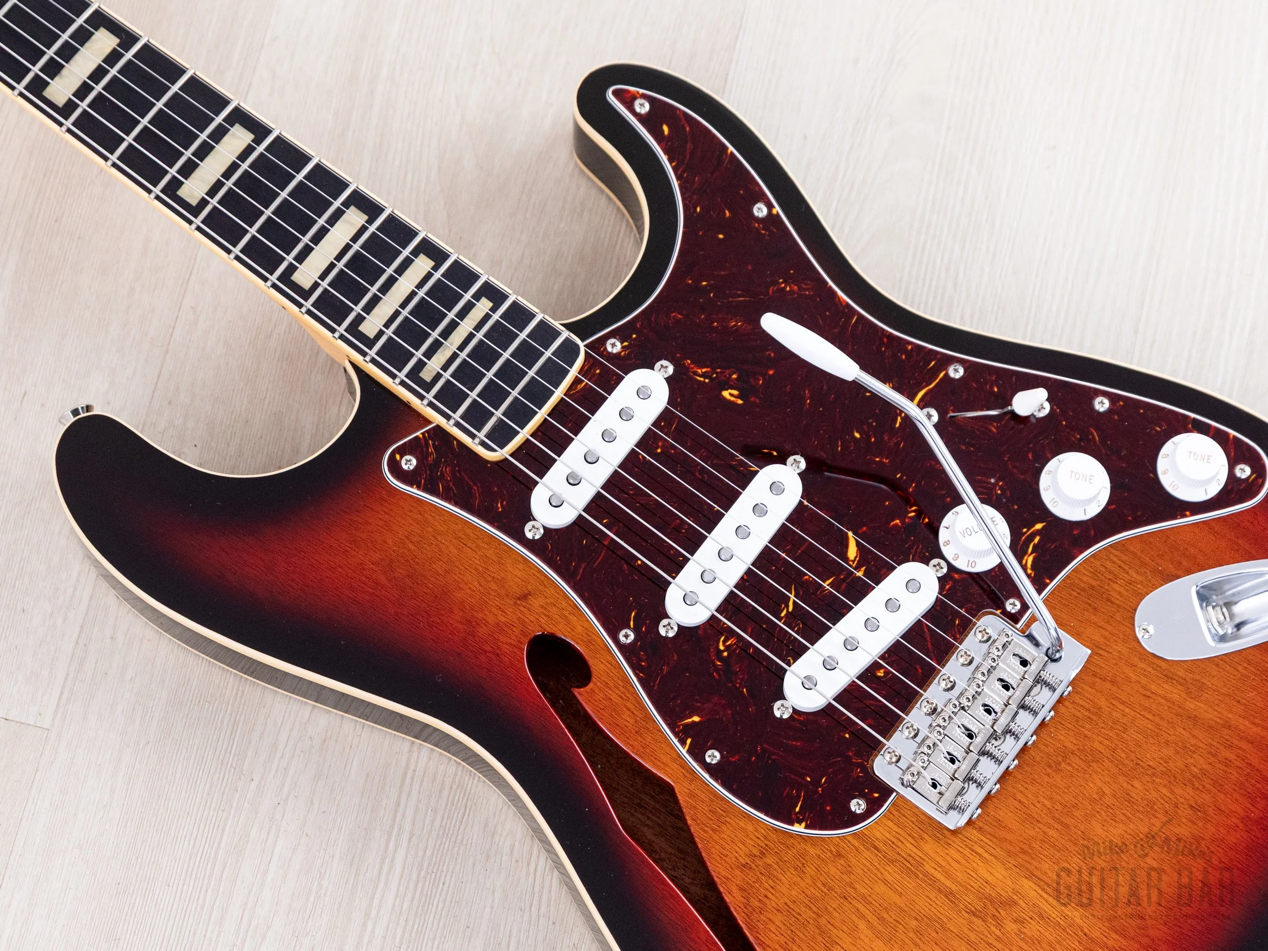 2014 Fender Stratocaster ST/HO/3S Mahogany Semi-Hollow Sunburst w/ DiMarzio Area 61, Japan MIJ - Image 7