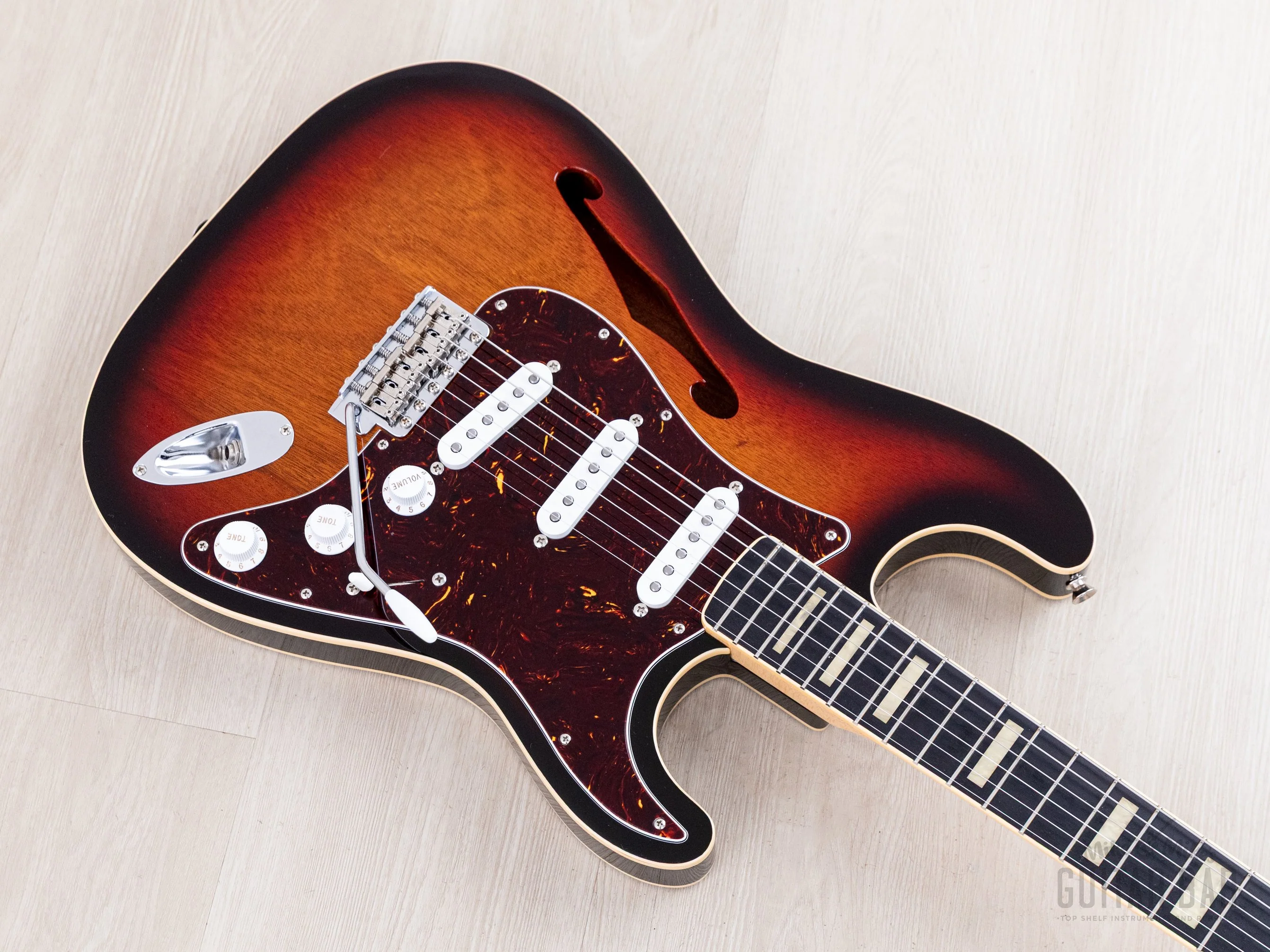2014 Fender Stratocaster ST/HO/3S Mahogany Semi-Hollow Sunburst w/ DiMarzio Area 61, Japan MIJ - Image 8