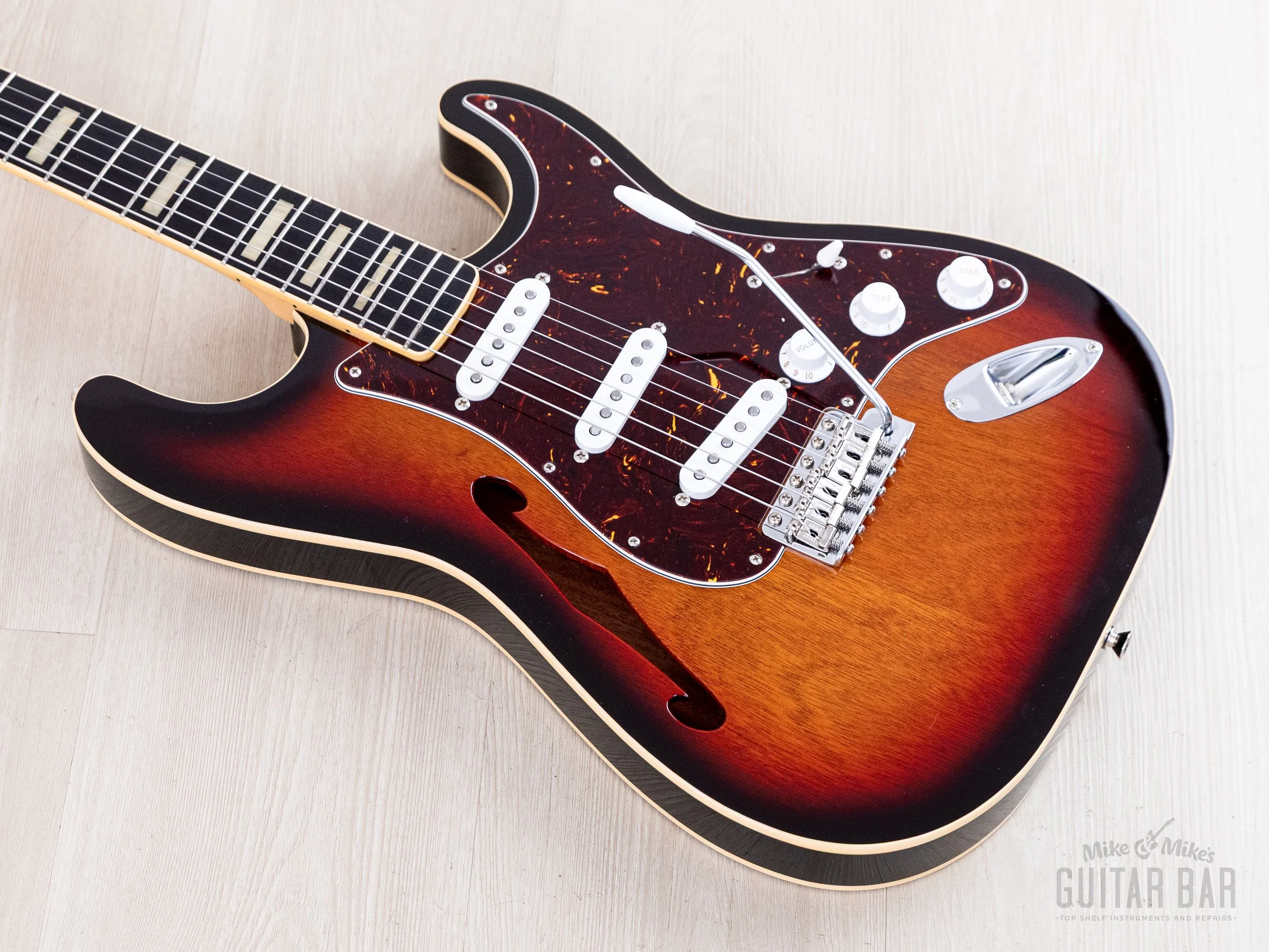 2014 Fender Stratocaster ST/HO/3S Mahogany Semi-Hollow Sunburst w/ DiMarzio Area 61, Japan MIJ - Image 9