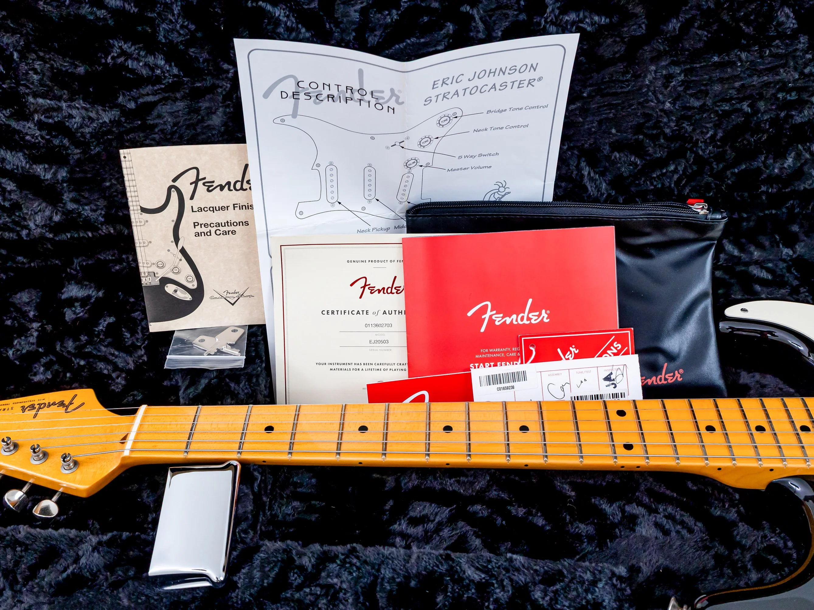 2018 Fender Eric Johnson Signature Stratocaster Thinline Sunburst w/ Case, Tags & CoA - Image 23