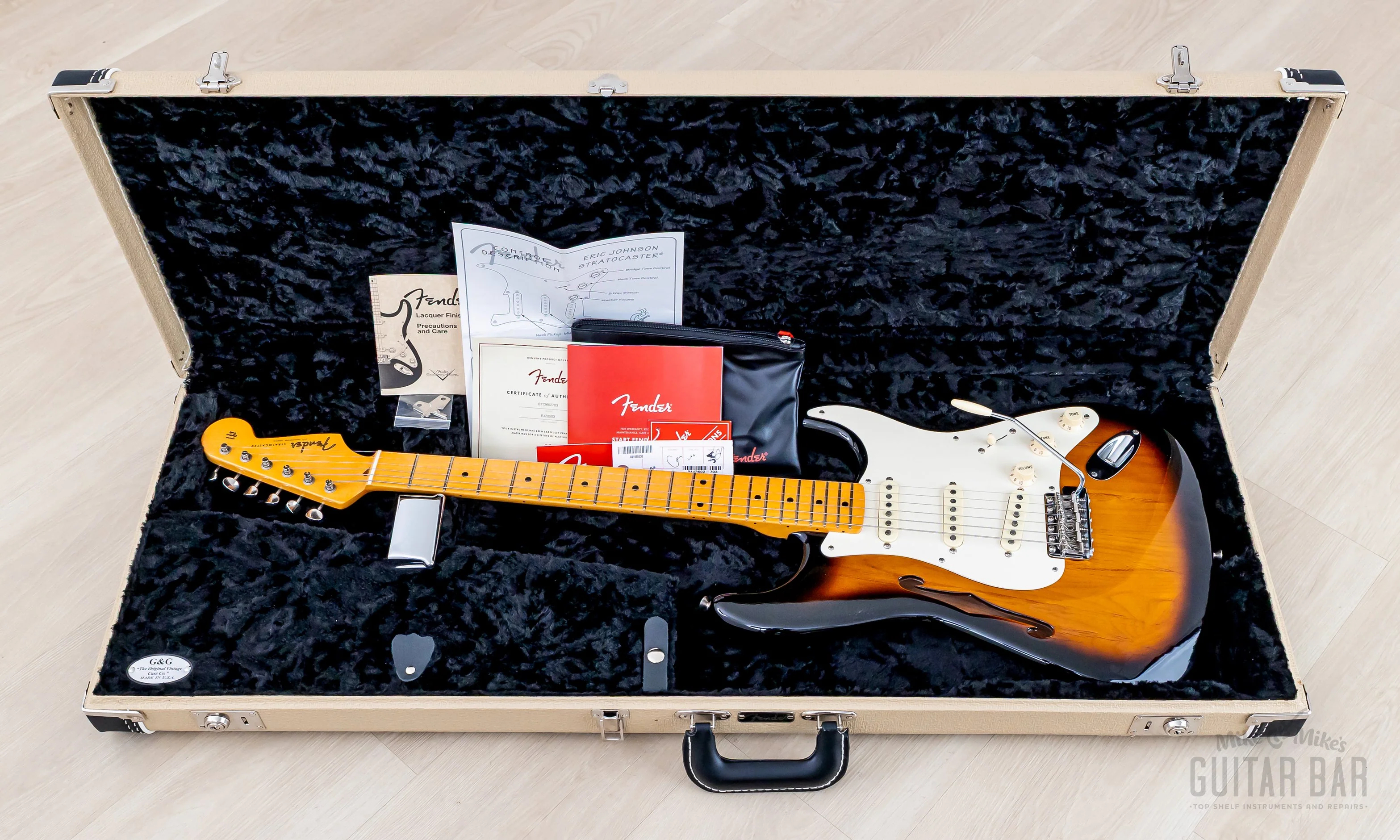 2018 Fender Eric Johnson Signature Stratocaster Thinline Sunburst w/ Case, Tags & CoA - Image 24