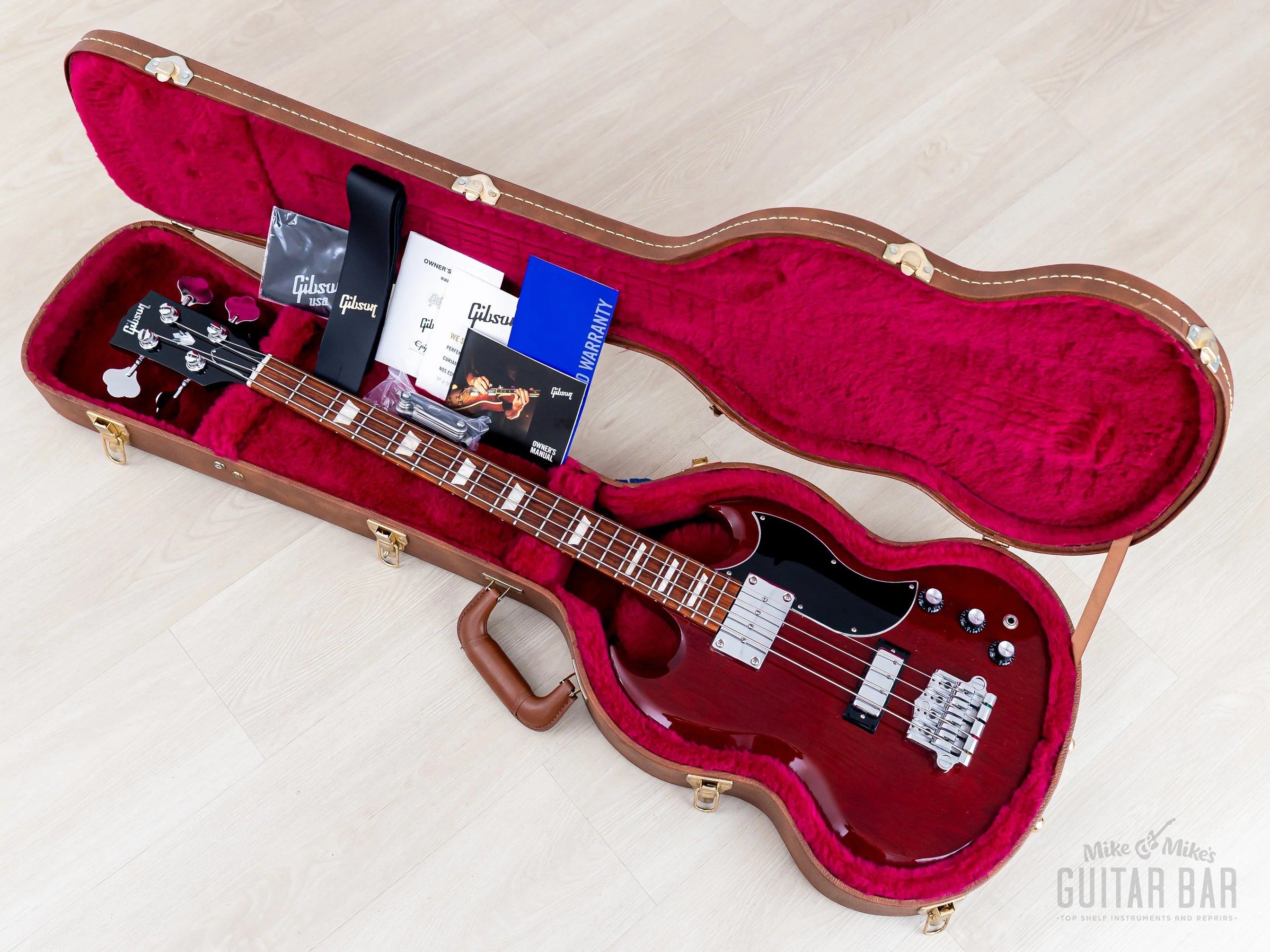2018 Gibson SG Standard Bass Vintage Reissue EB-3 Gloss Cherry, Near-Mint w/ Case & Hangtags, Yamano - Image 17