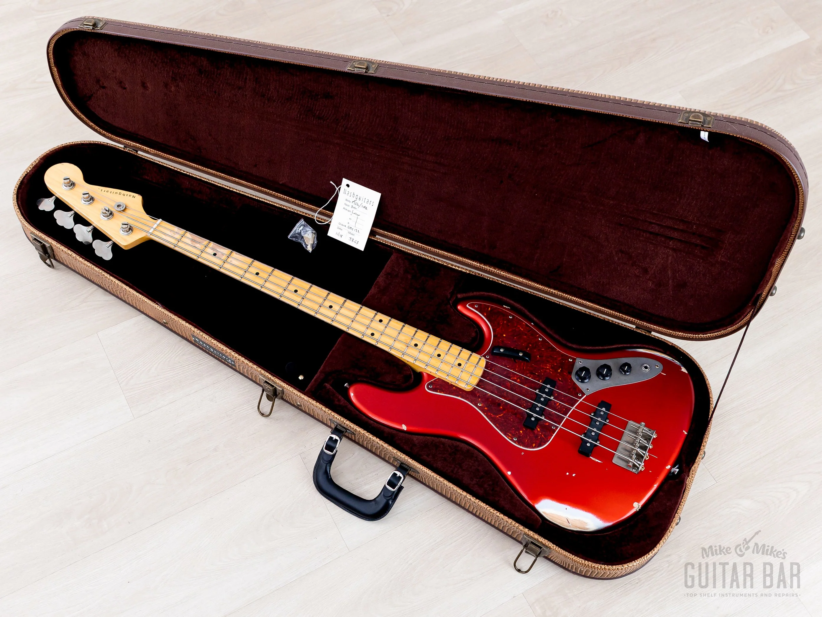 2018 Nash Guitars JB63 Jazz Bass Candy Apple Red Medium Aging, Mint w/ Lollar Pickups, Case, Hangtag - Image 16