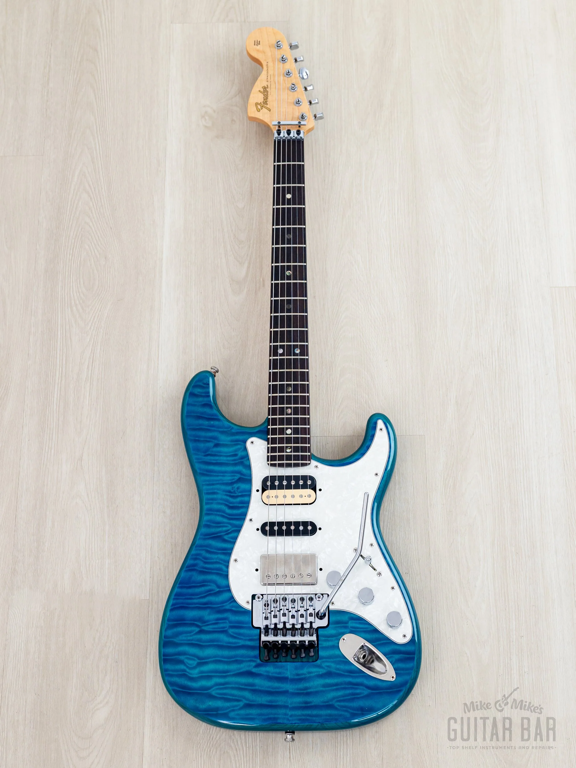 2019 Fender Michiya Haruhata Stratocaster HSH Quilt Top Caribbean Blue w/ Floyd Rose & Suhr Thornbucker, Japan MIJ - Image 2