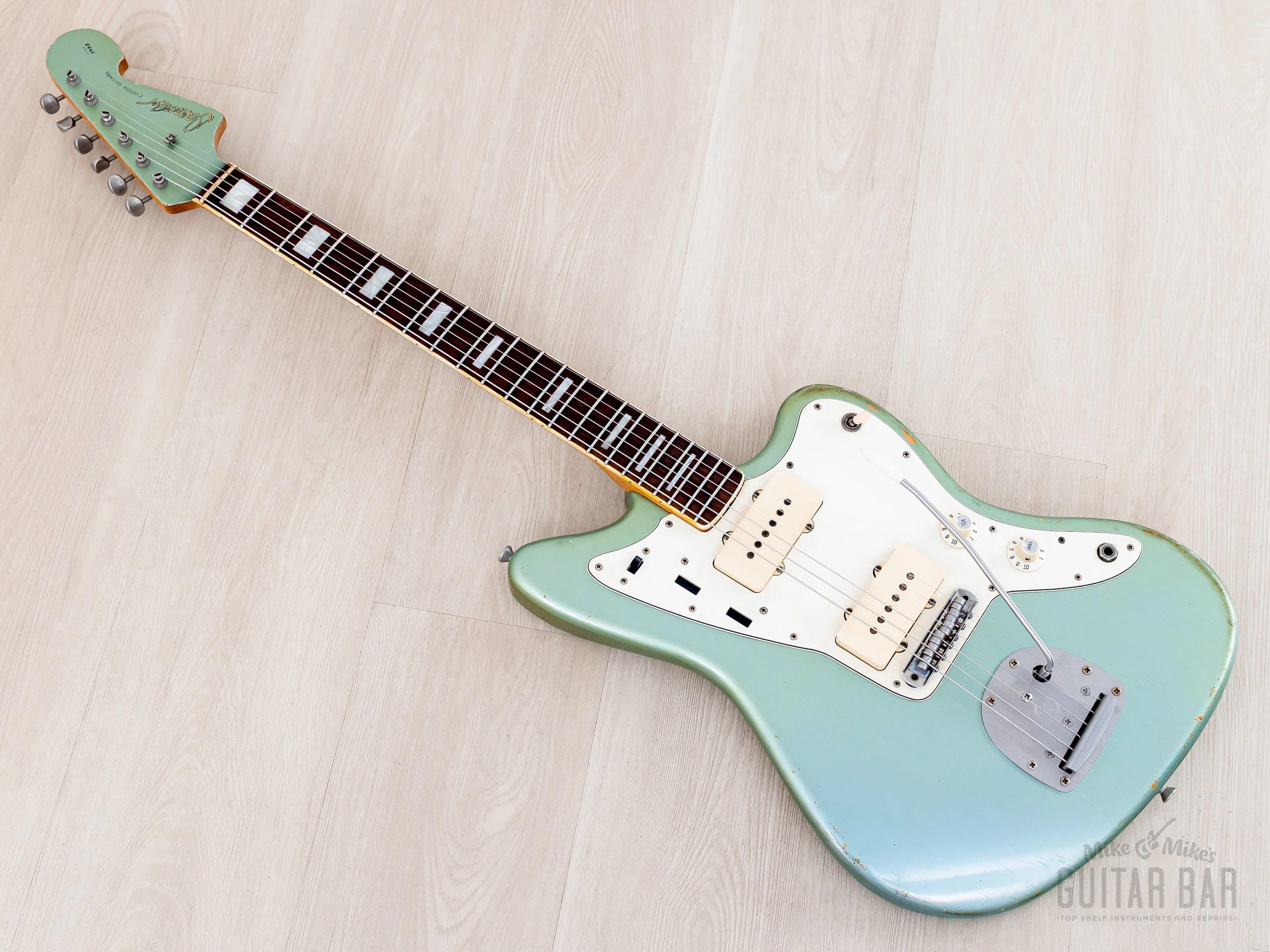 2020 Danocaster Offset Ice Blue + Headstock w/ Blocks & Binding, Mastery & StayTrem, Case - Image 12