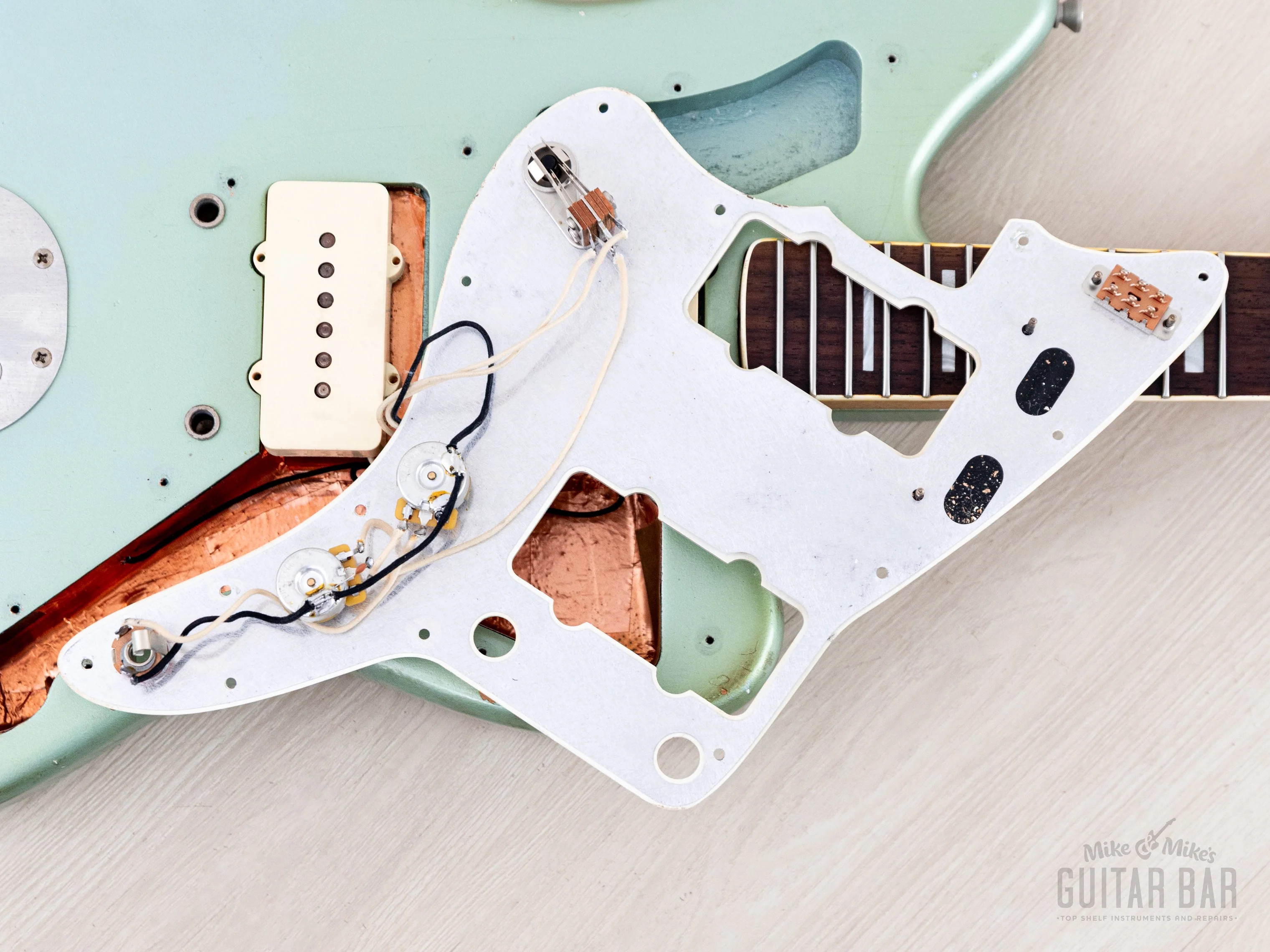2020 Danocaster Offset Ice Blue + Headstock w/ Blocks & Binding, Mastery & StayTrem, Case - Image 19