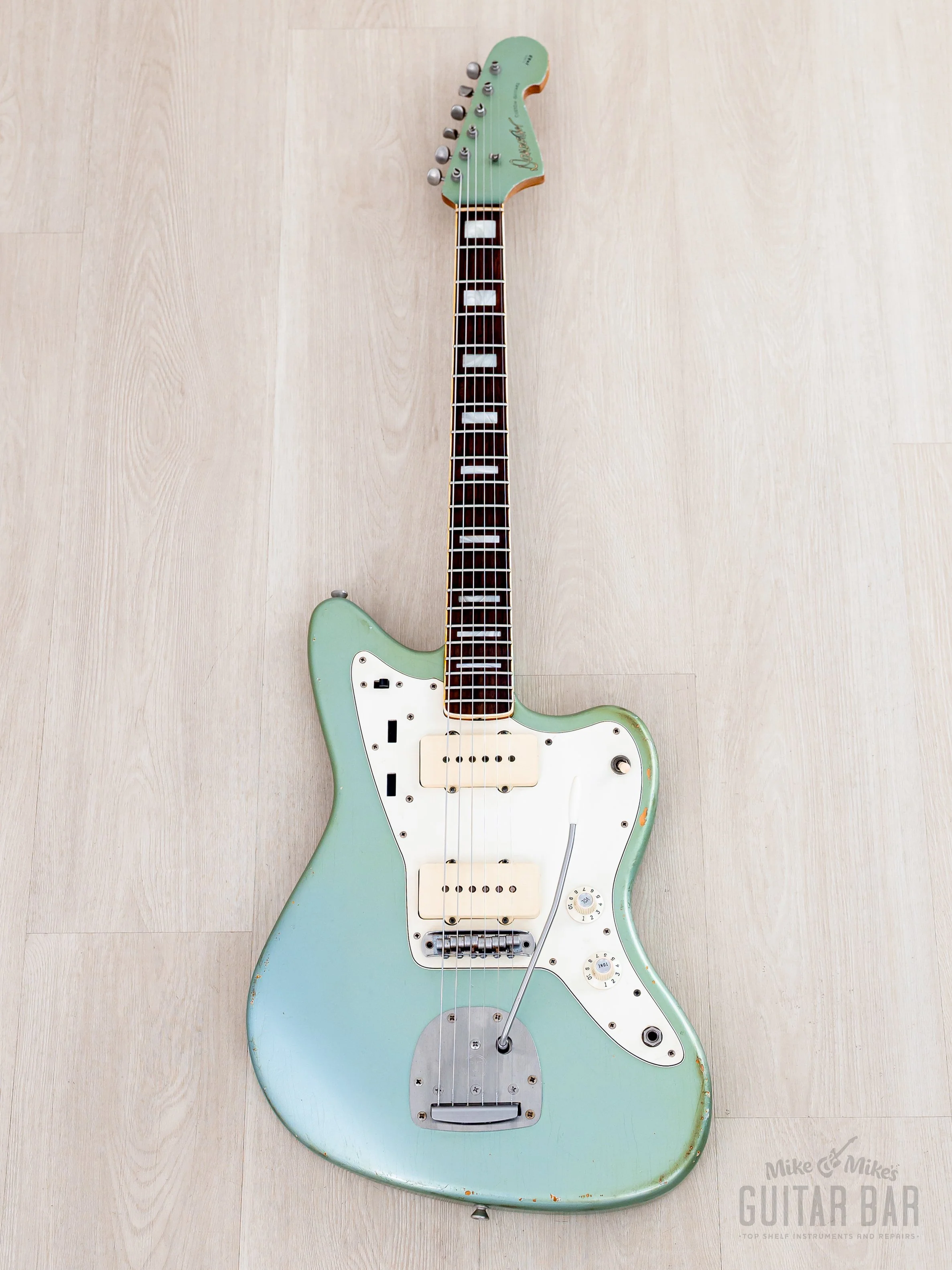 2020 Danocaster Offset Ice Blue + Headstock w/ Blocks & Binding, Mastery & StayTrem, Case - Image 2