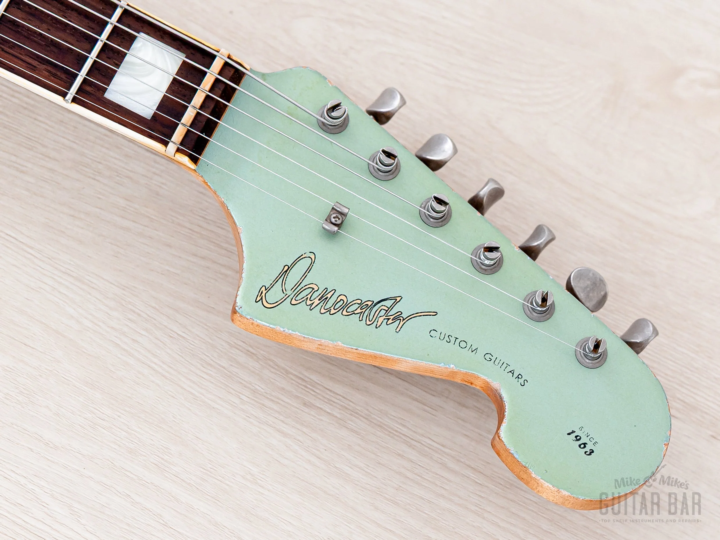 2020 Danocaster Offset Ice Blue + Headstock w/ Blocks & Binding, Mastery & StayTrem, Case - Image 4