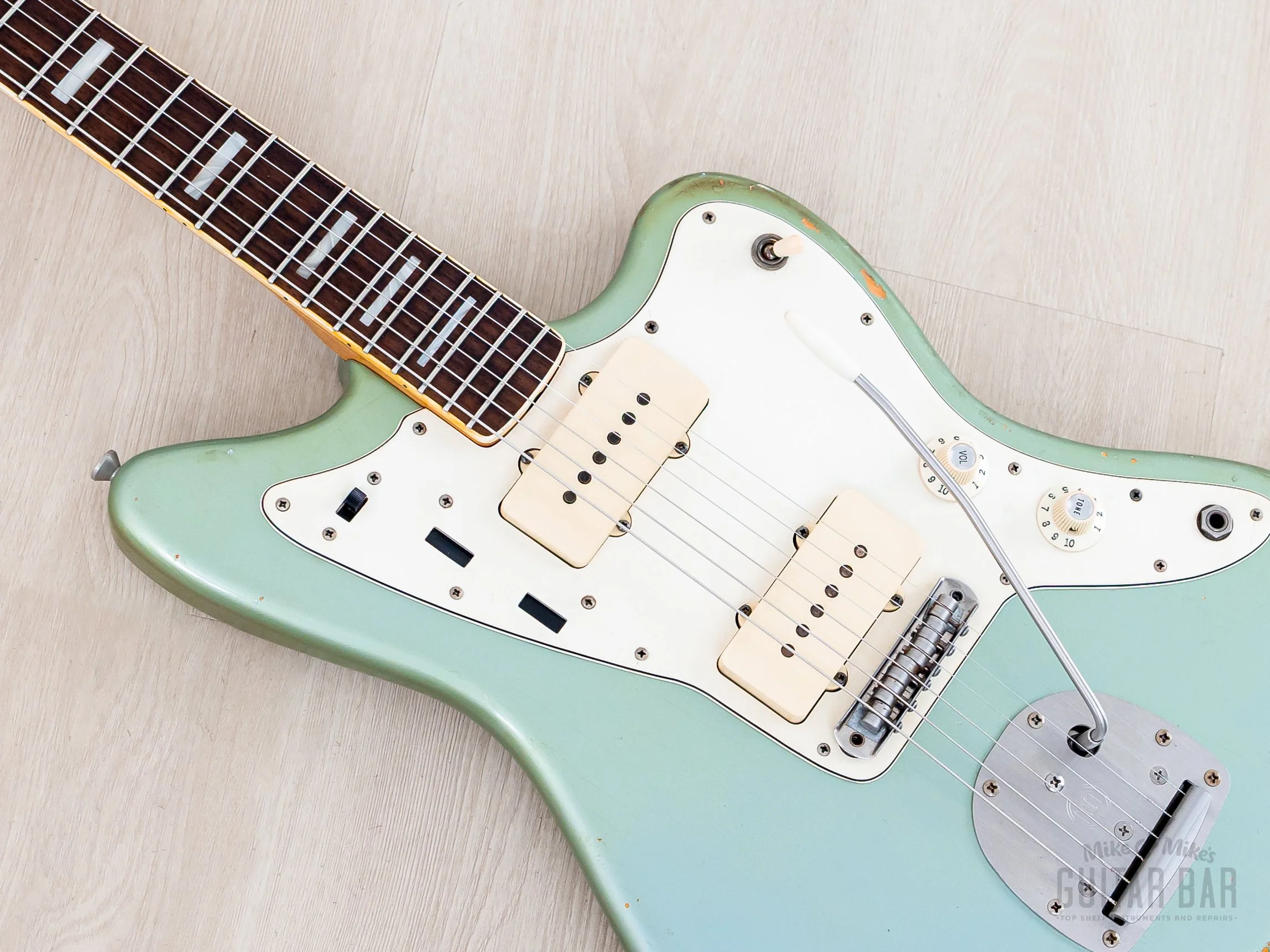 2020 Danocaster Offset Ice Blue + Headstock w/ Blocks & Binding, Mastery & StayTrem, Case - Image 7