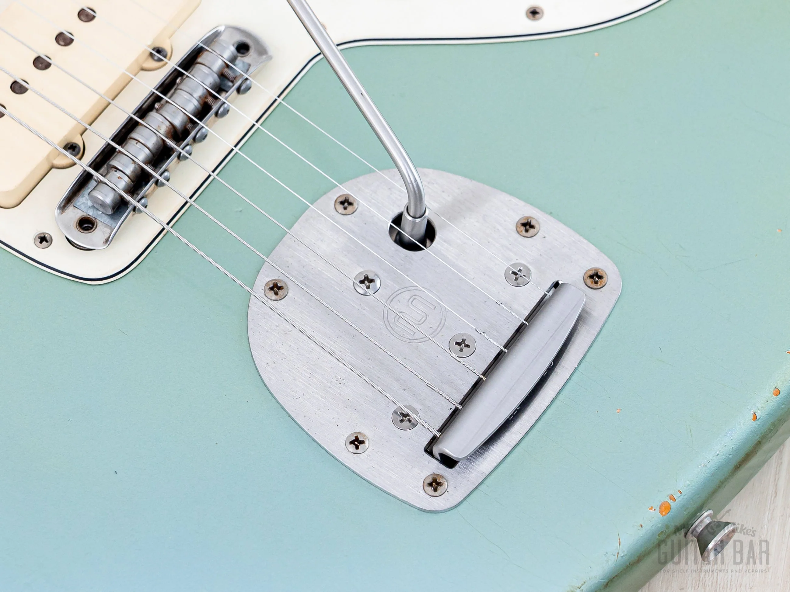 2020 Danocaster Offset Ice Blue + Headstock w/ Blocks & Binding, Mastery & StayTrem, Case - Image 8
