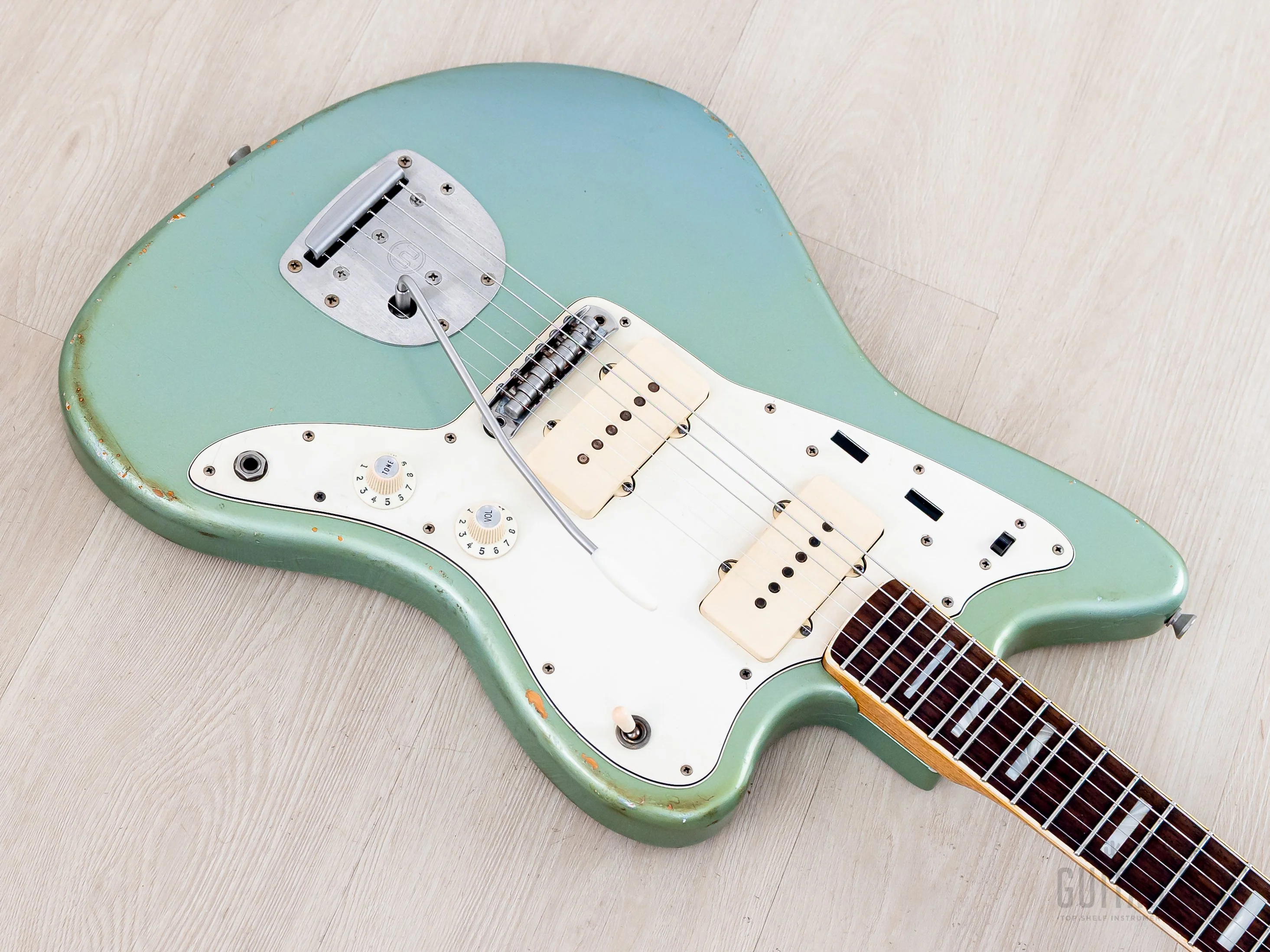2020 Danocaster Offset Ice Blue + Headstock w/ Blocks & Binding, Mastery & StayTrem, Case - Image 9