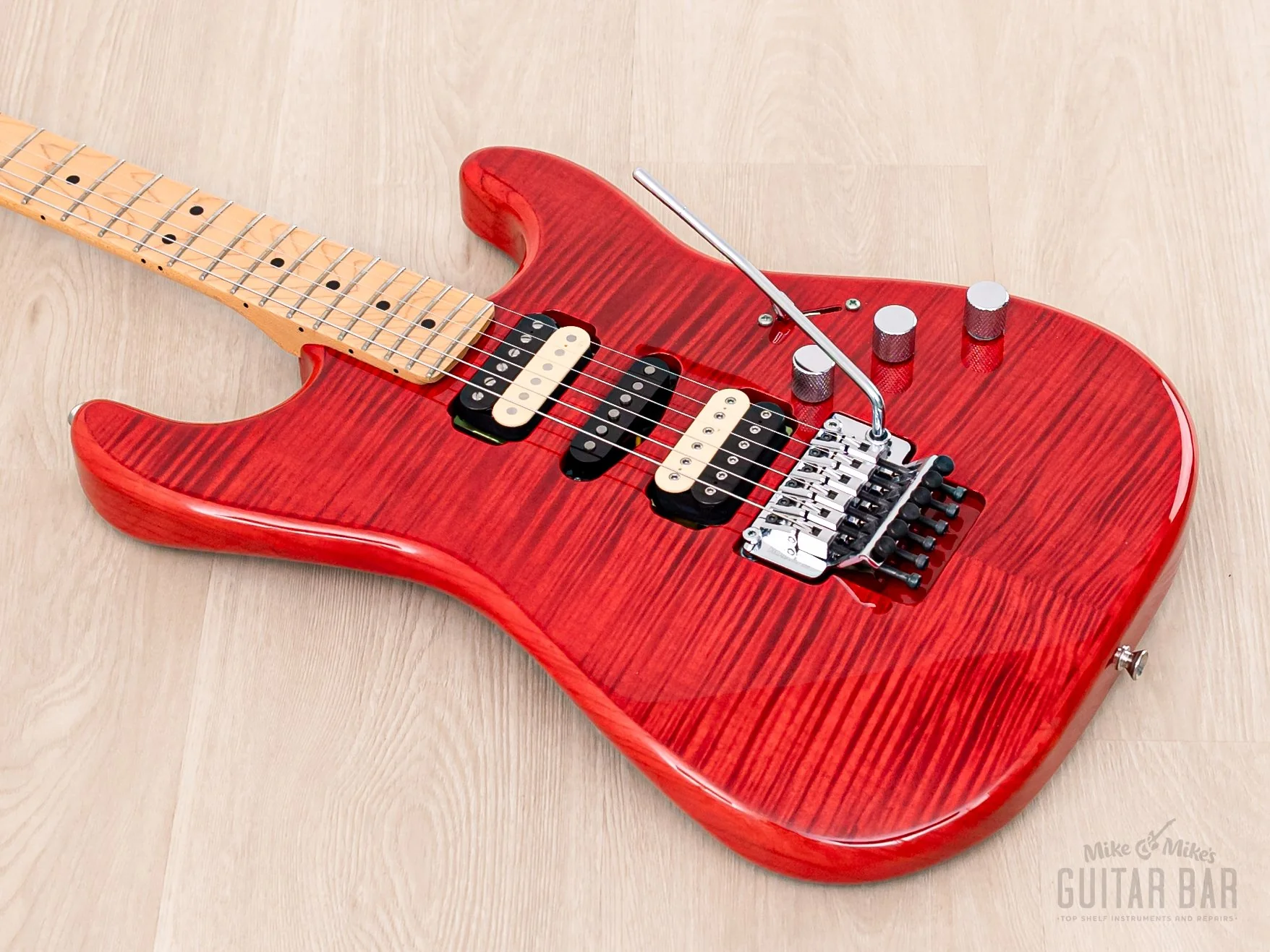 2020 Fender Michiya Haruhata Stratocaster HSH Flame Top Transparent Pink w/ Floyd Rose & Tags, Japan MIJ - Image 10