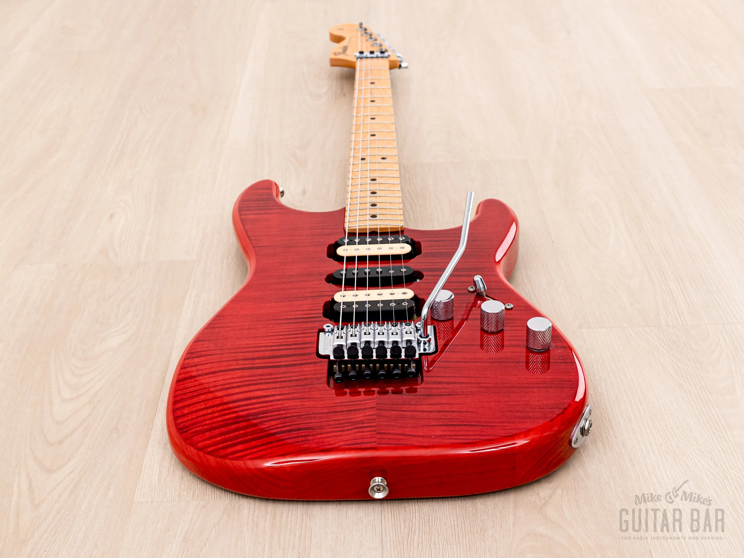 2020 Fender Michiya Haruhata Stratocaster HSH Flame Top Transparent Pink w/ Floyd Rose & Tags, Japan MIJ - Image 11