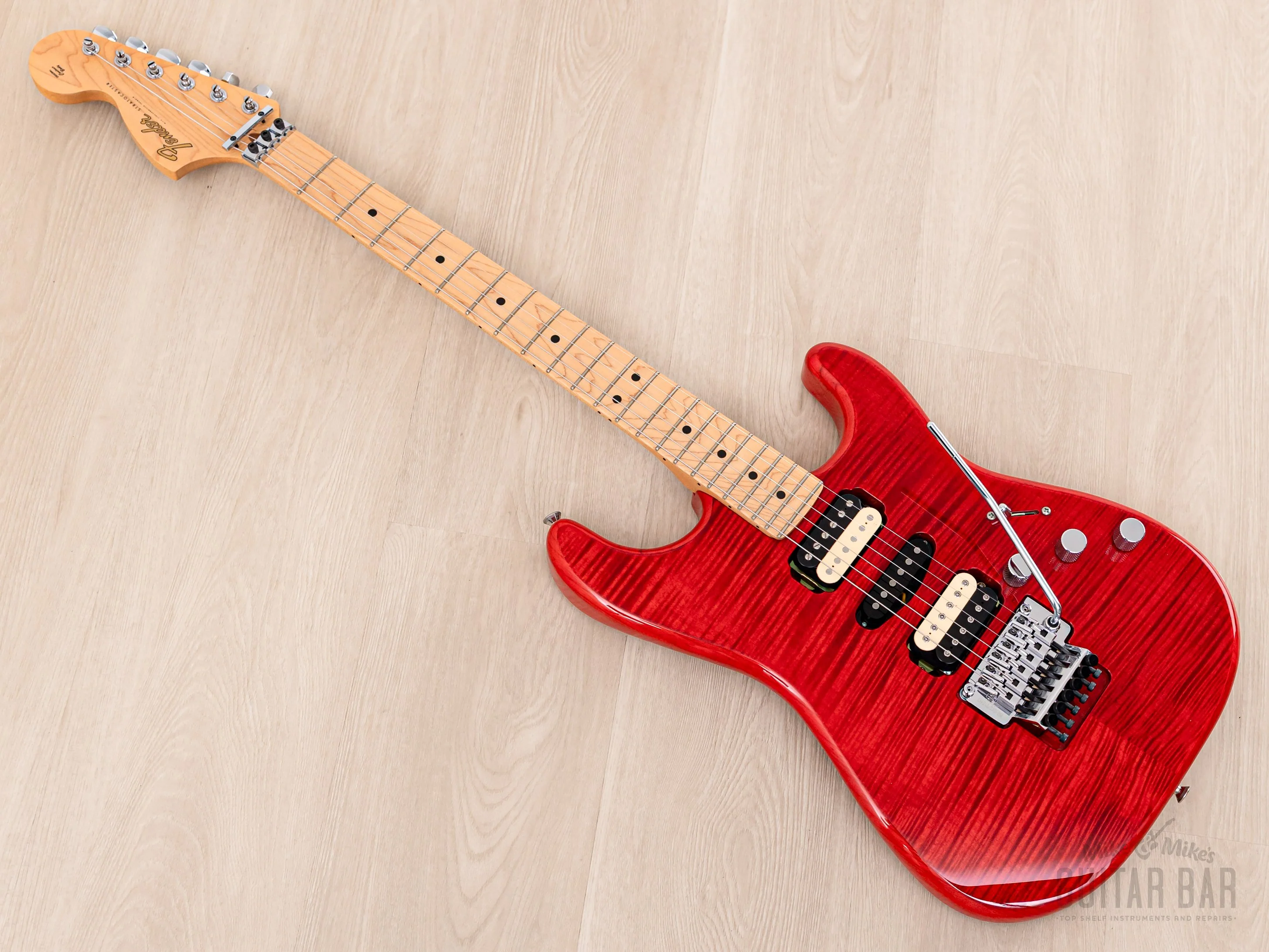 2020 Fender Michiya Haruhata Stratocaster HSH Flame Top Transparent Pink w/ Floyd Rose & Tags, Japan MIJ - Image 12
